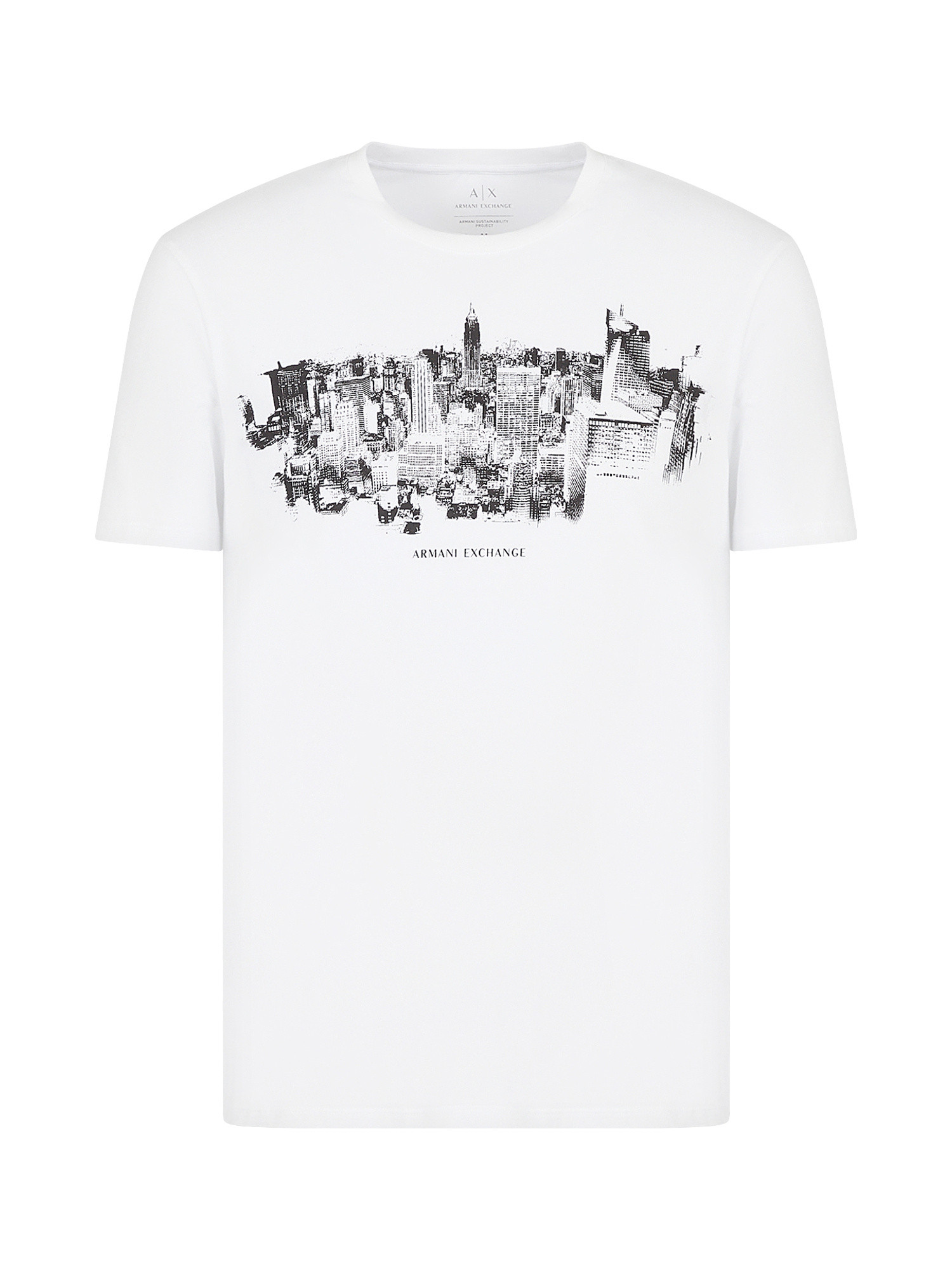 Armani Exchange - T-shirt con stampa slim fit, Bianco, large image number 0