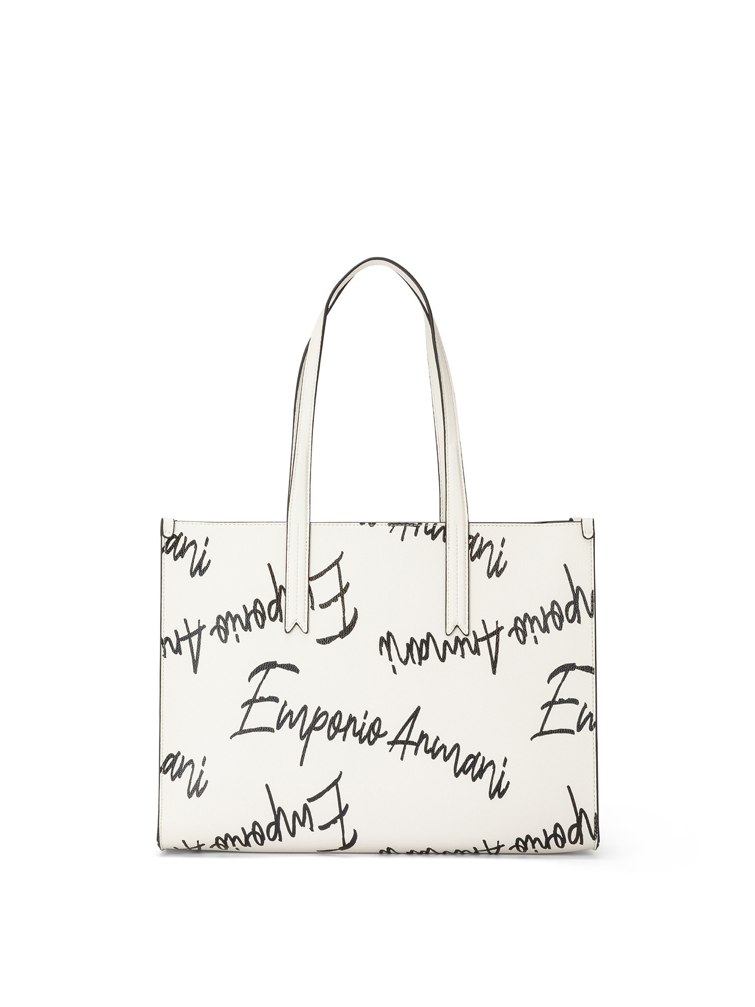 Emporio Armani - Bag with all-over lettering logo, White, large image number 0