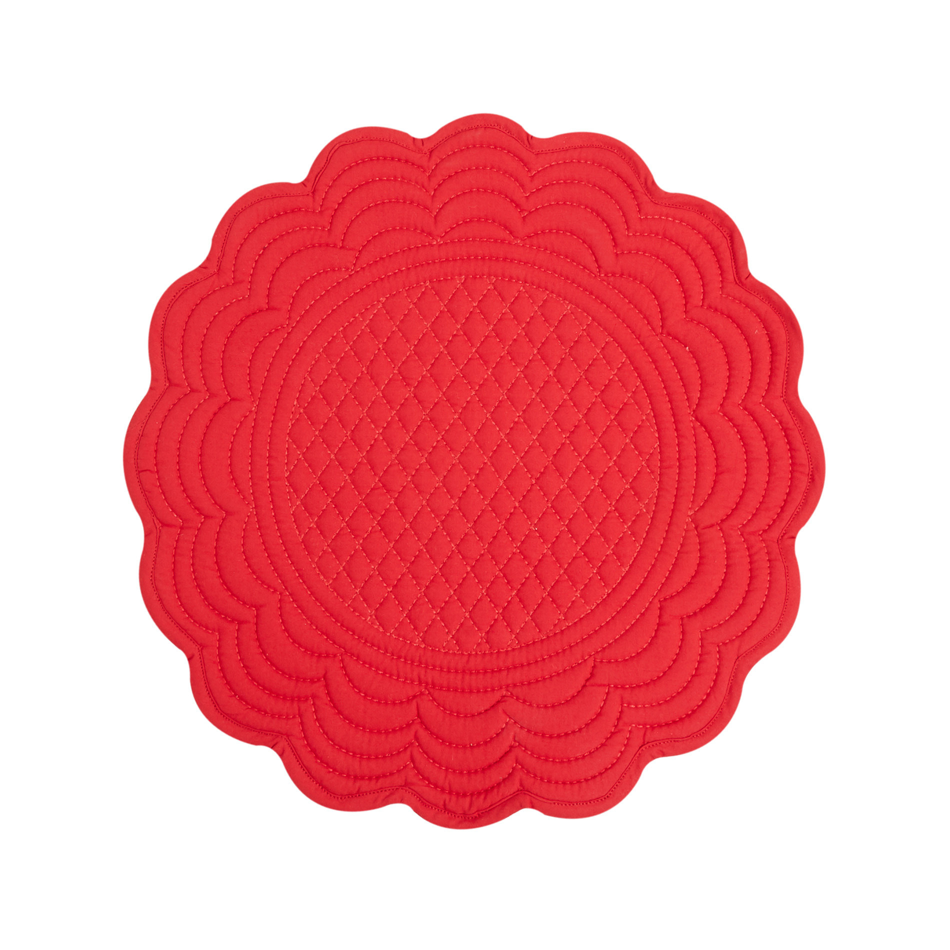 Round solid colour table mat in 100% cotton, Red, large image number 0