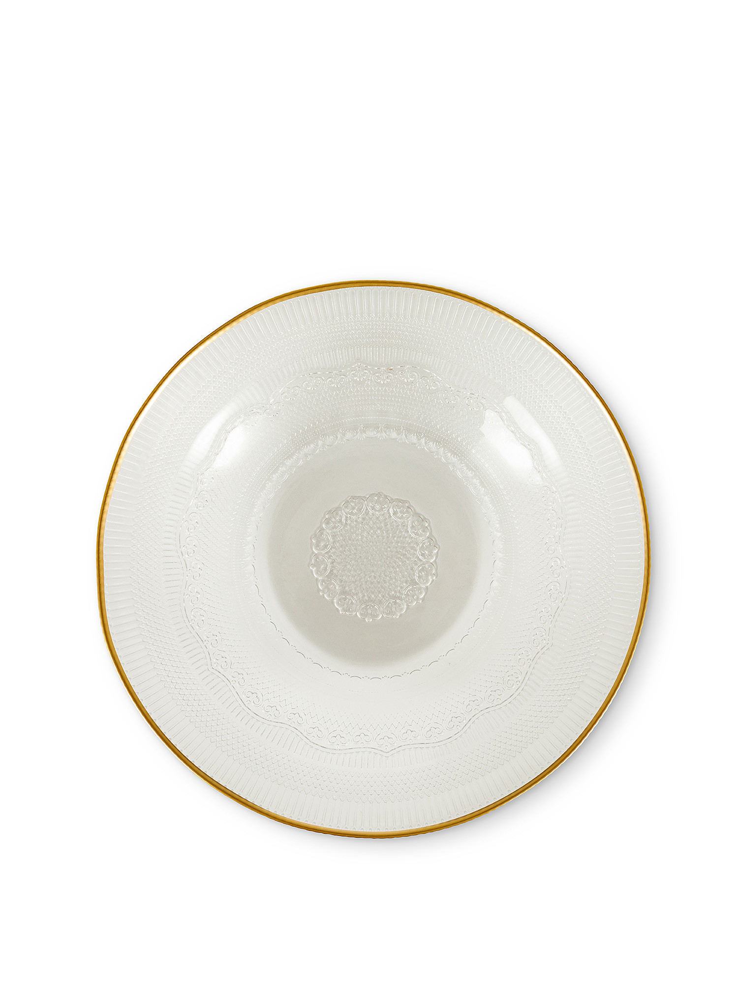 Gold edge glass salad bowl, Transparent, large image number 1