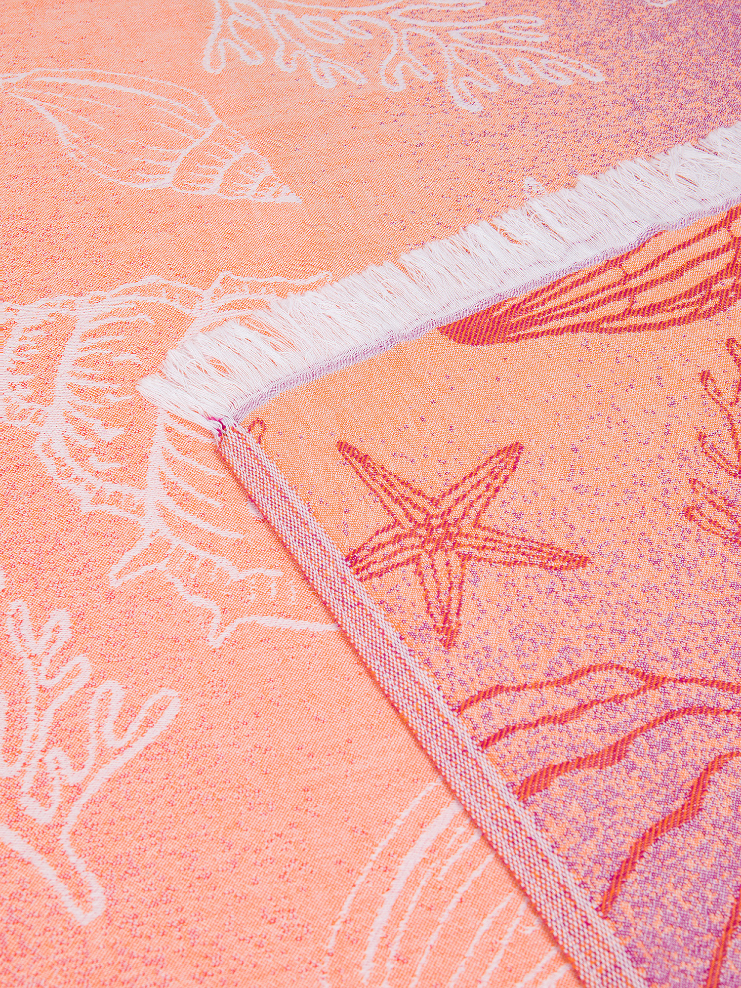 Marine motif cotton hammam towel, Pink, large image number 1