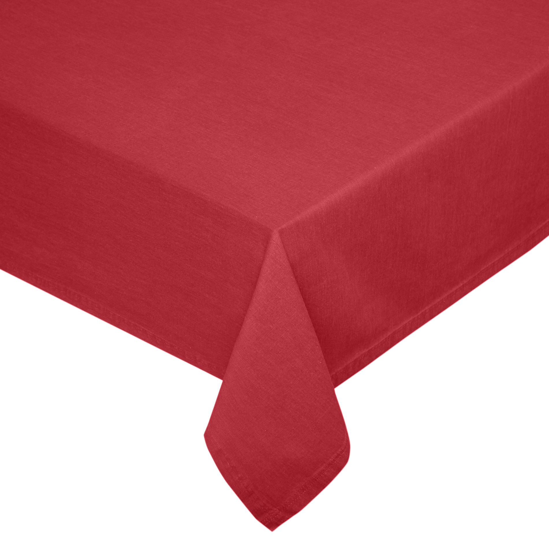 Solid colour tablecloth in 100% garment-washed cotton, Dark Red, large image number 0