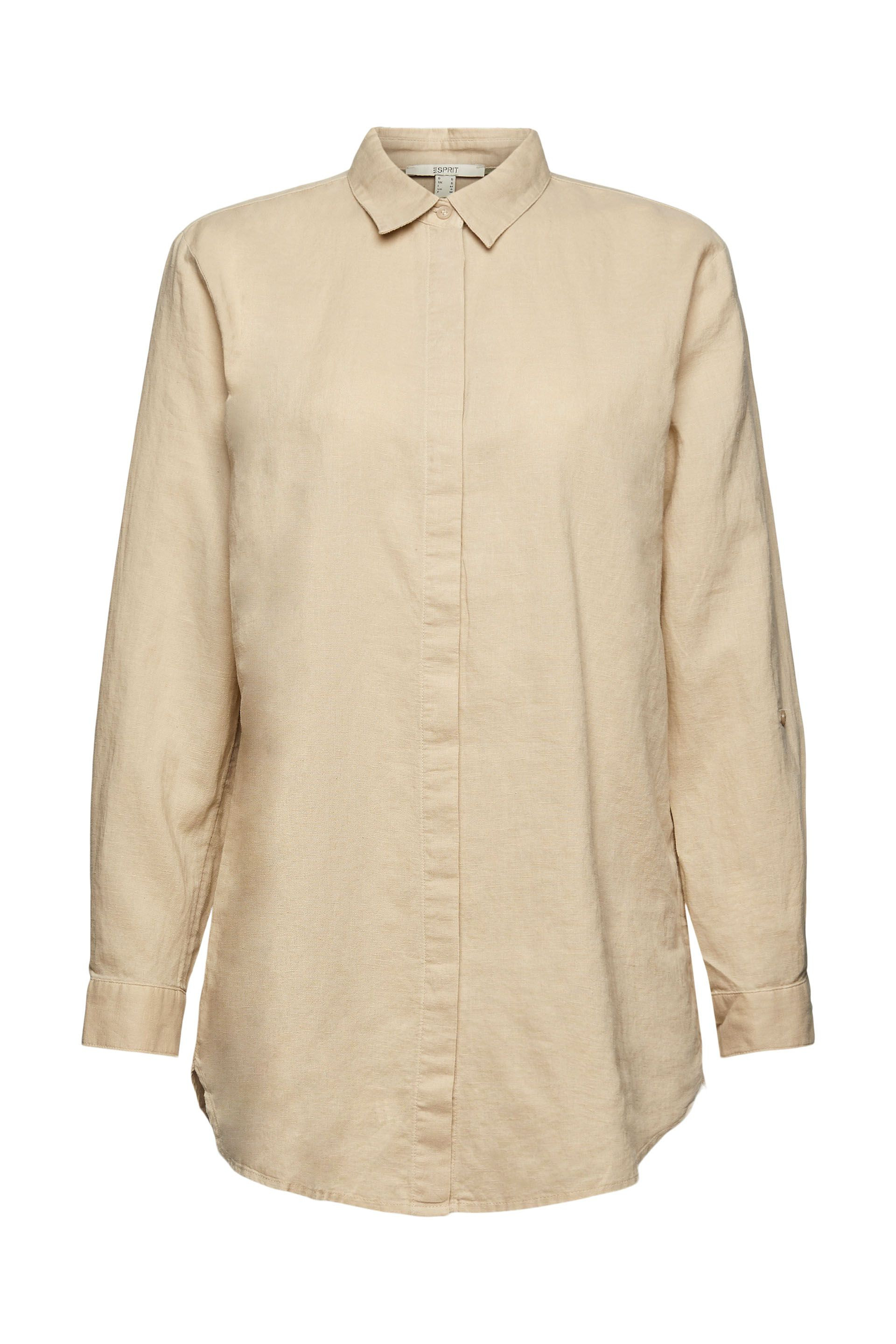 Camicia in misto lino, Beige, large image number 0