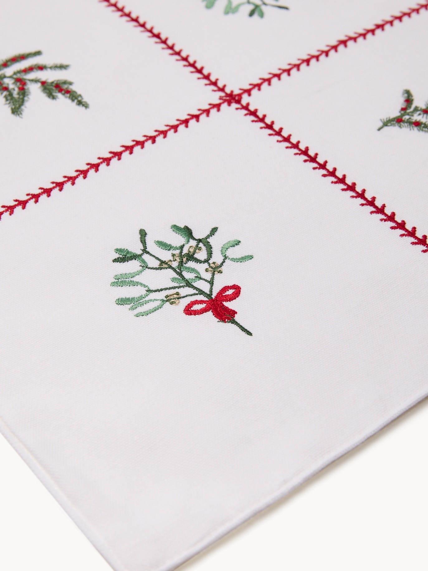 Placemat in pure cotton with placed embroidery, White 1, large image number 1