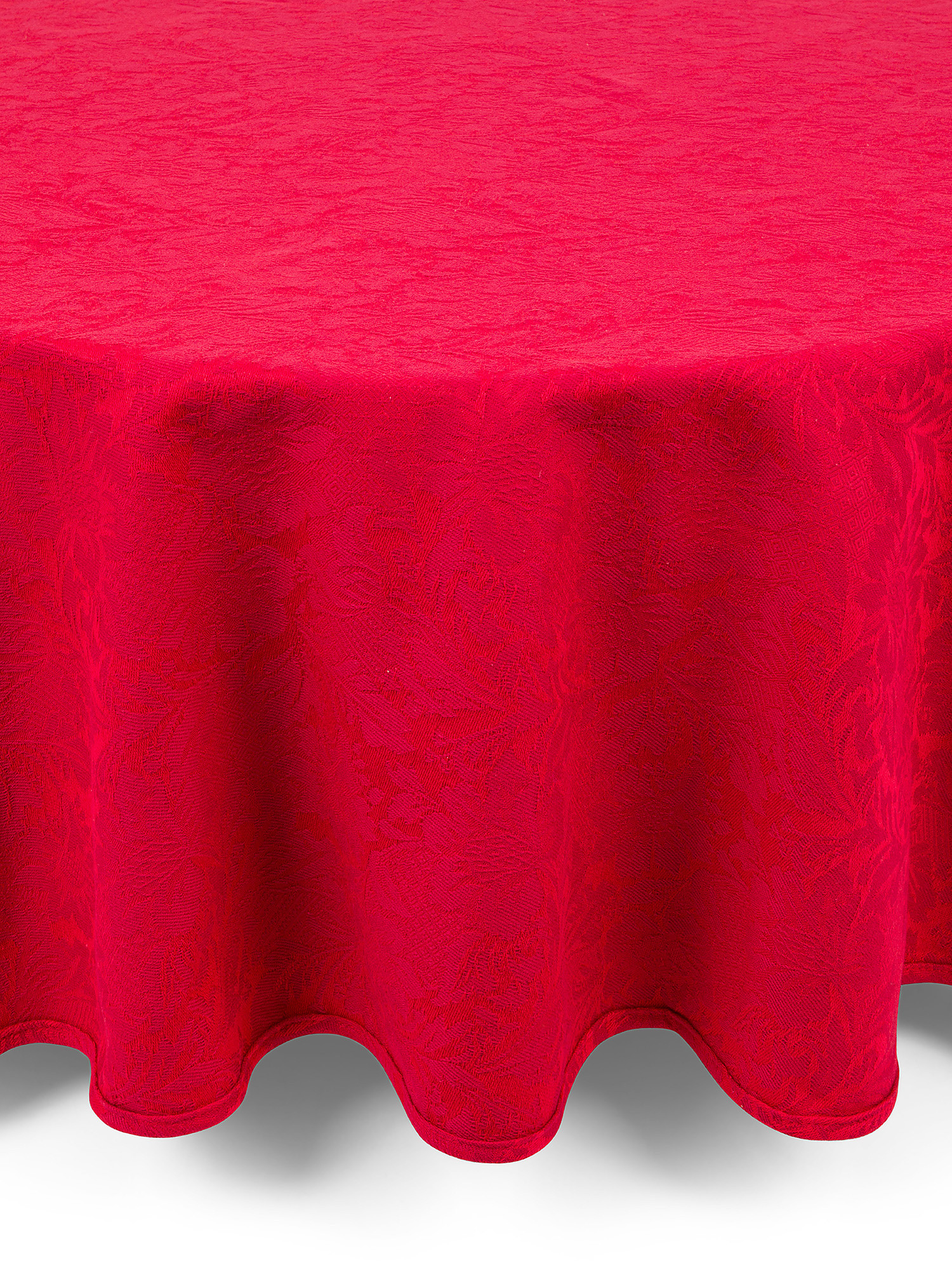 Round cotton tablecloth with jacquard weave, Red, large image number 0
