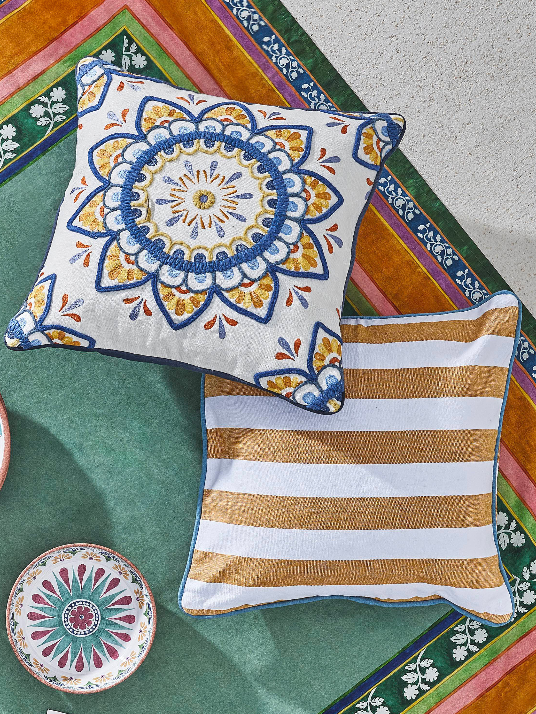 Geometric pattern cotton cushion 45x45cm, Multicolor, large image number 3
