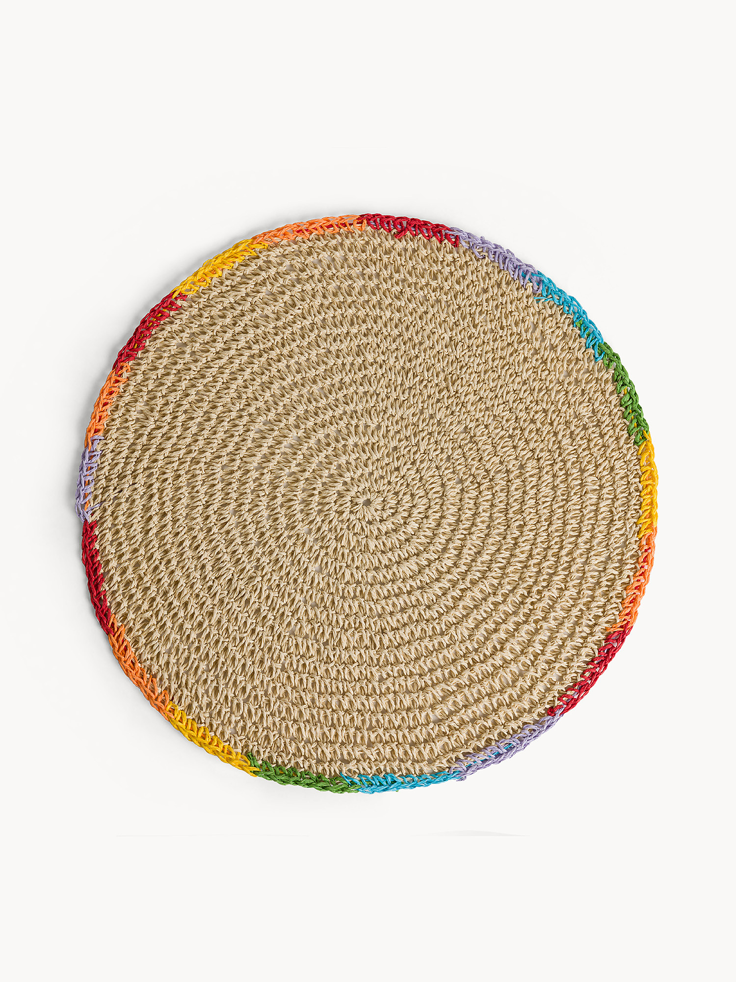 Rainbow edge textile paper tablecloth, Beige, large image number 0
