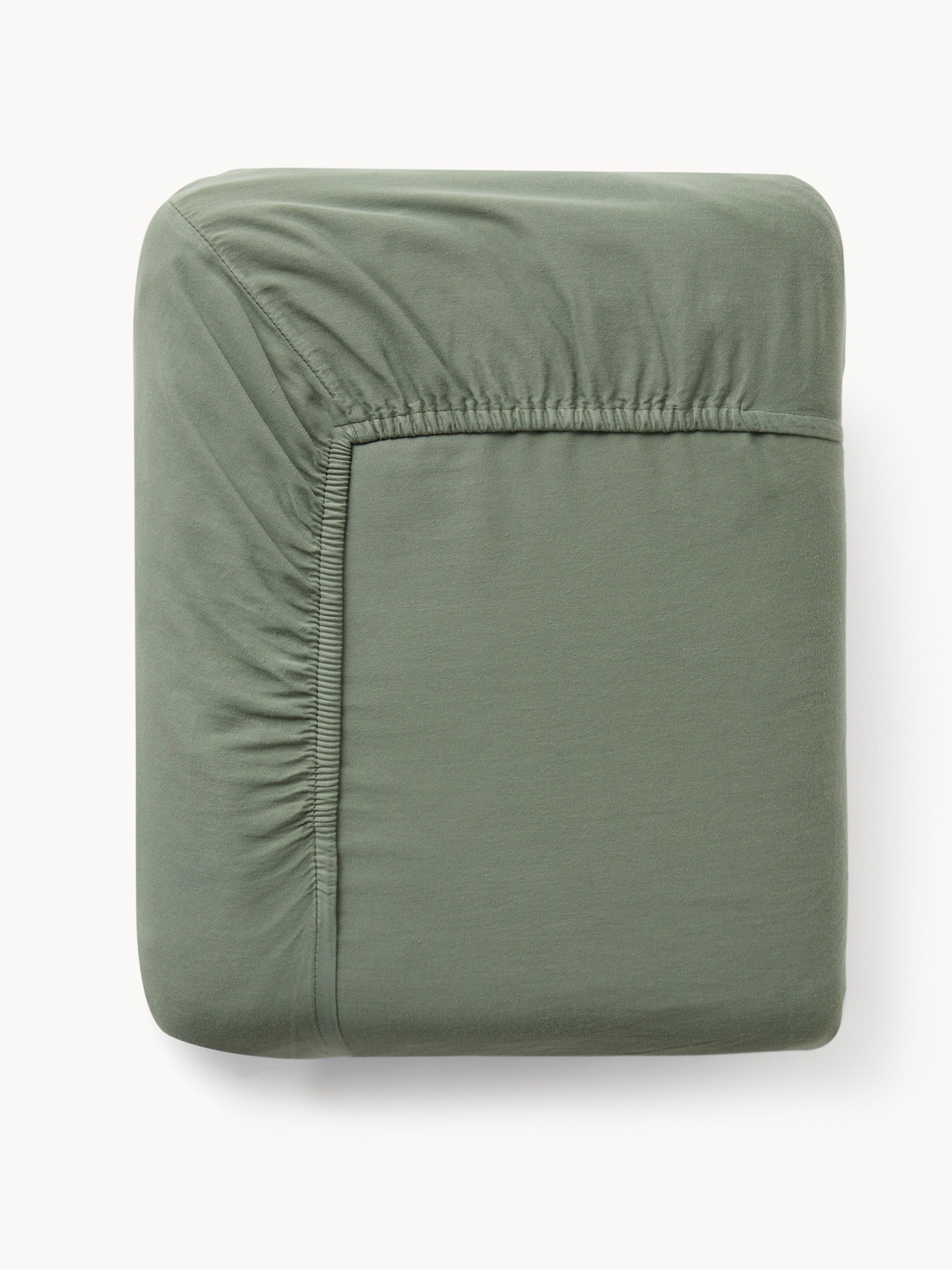 Lenzuolo con angoli in puro lino lavato Zefiro, Verde oliva, large image number 0