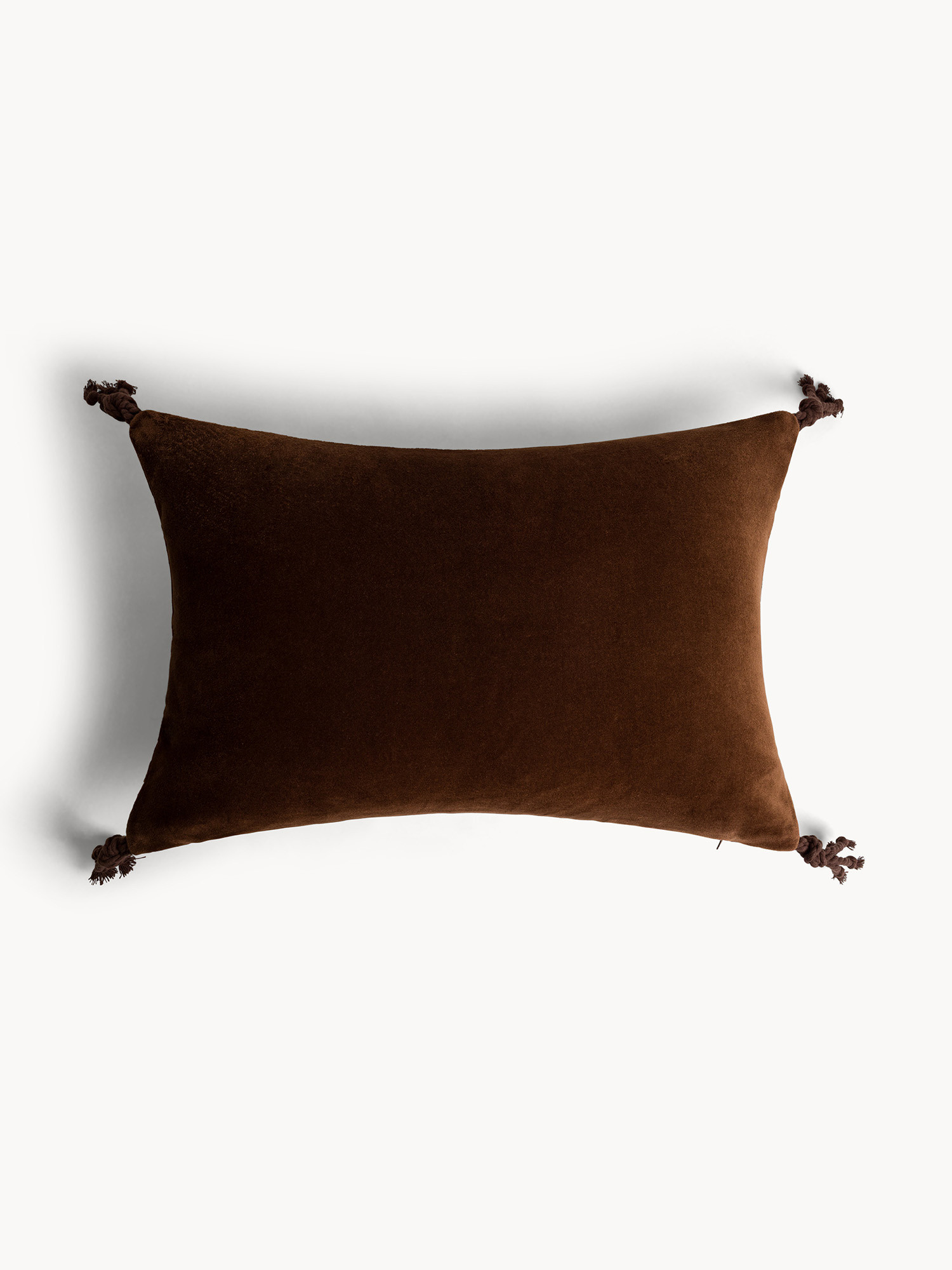 35x50 cm velvet pillow with appliques, Brown, large image number 1