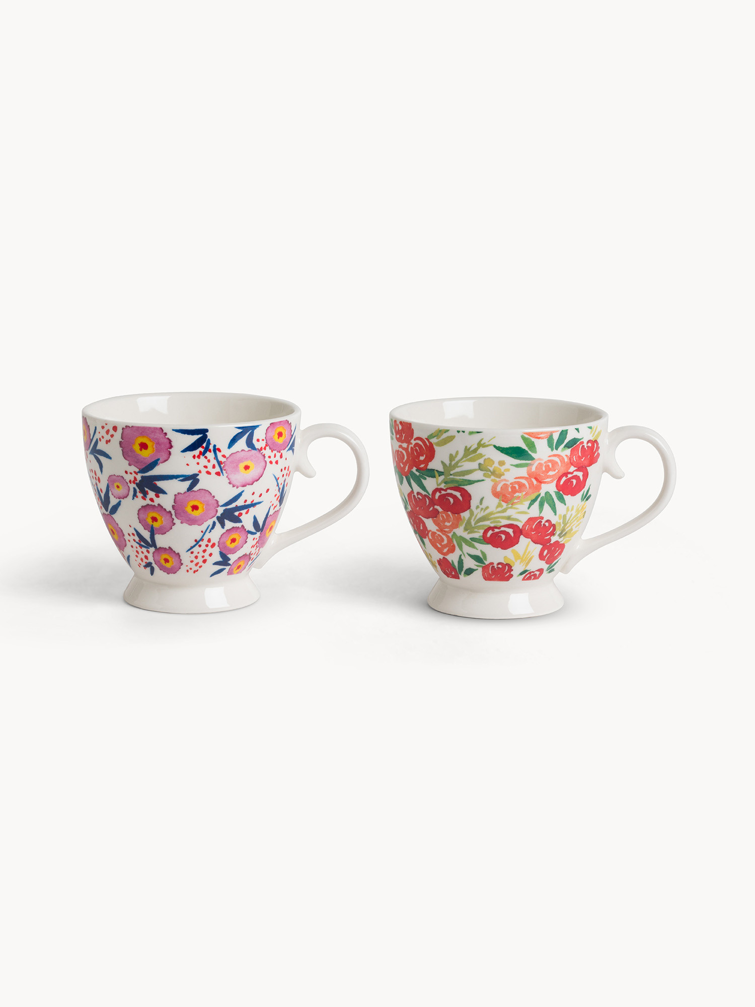 Tazza colazione new bone china motivo fiori, Multicolor, large image number 0