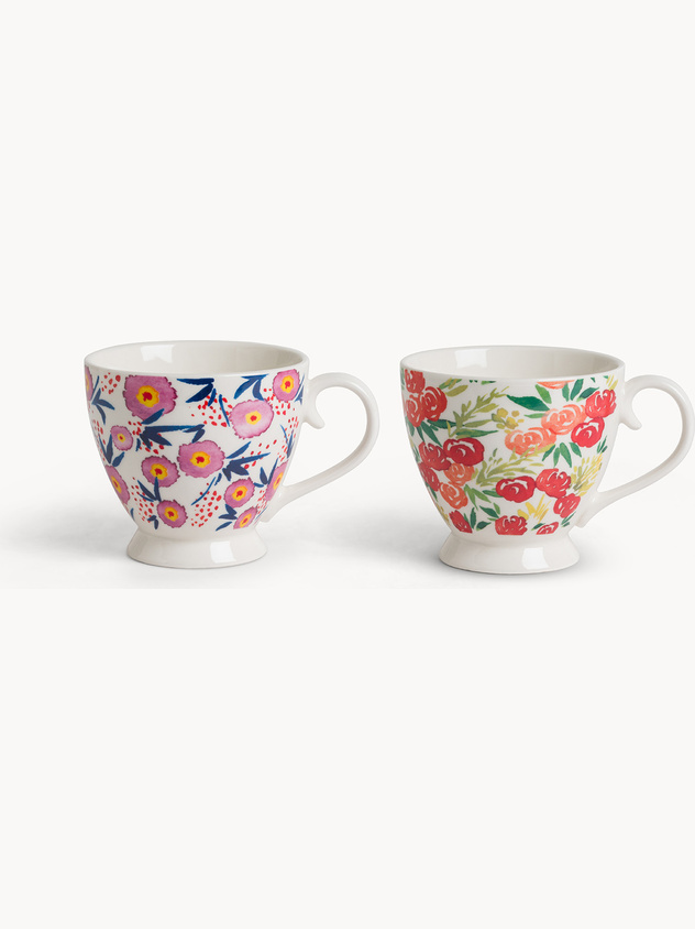 Tazza colazione new bone china motivo fiori