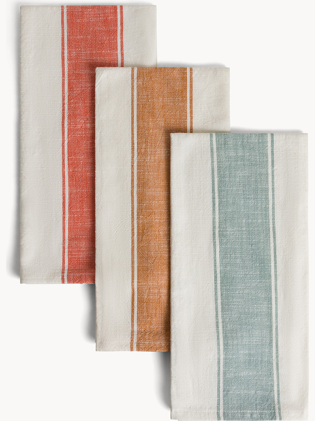 Set of 3 pure cotton yarn-dyed tea towels