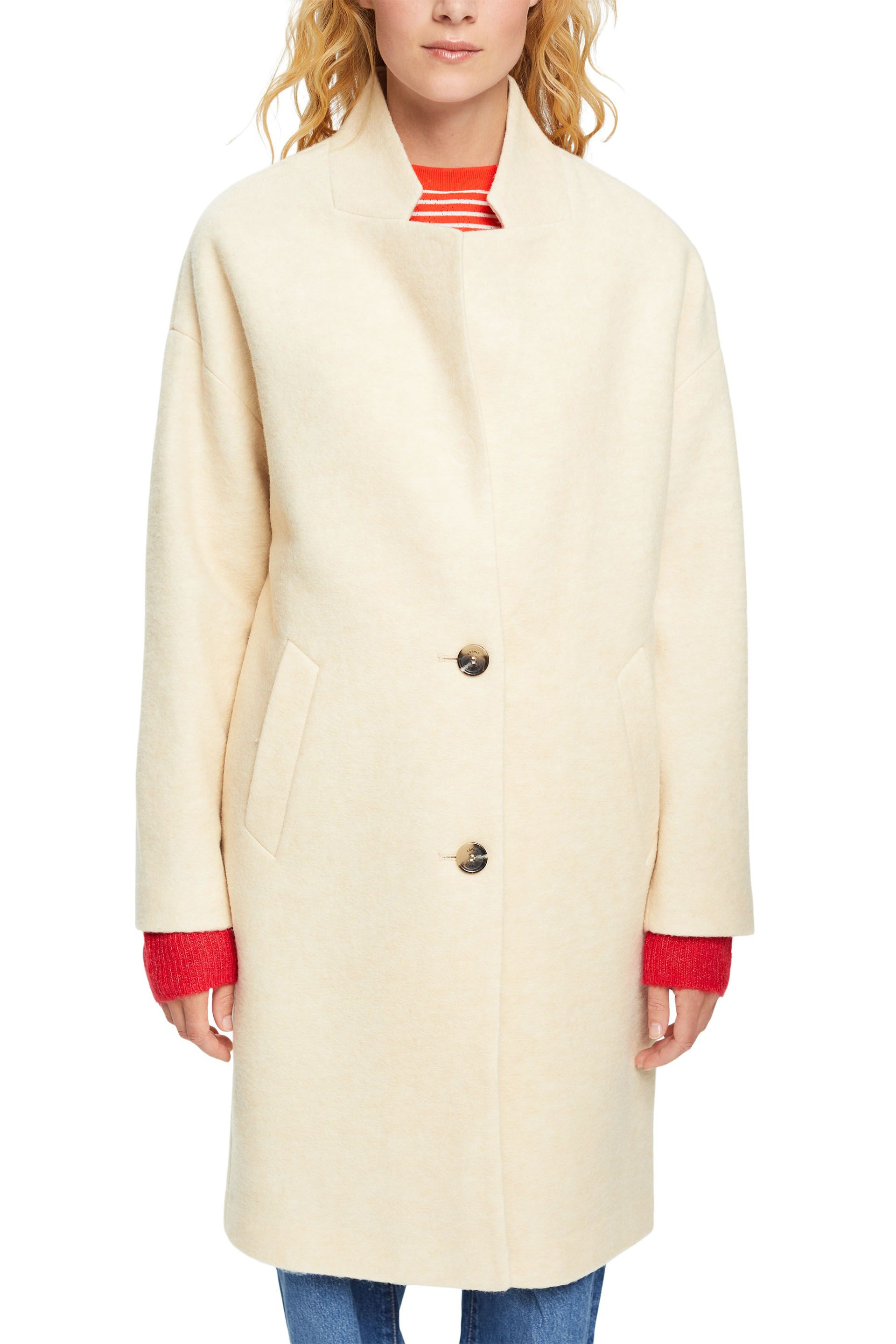 Wool blend coat with lapel collar, Beige, large image number 2