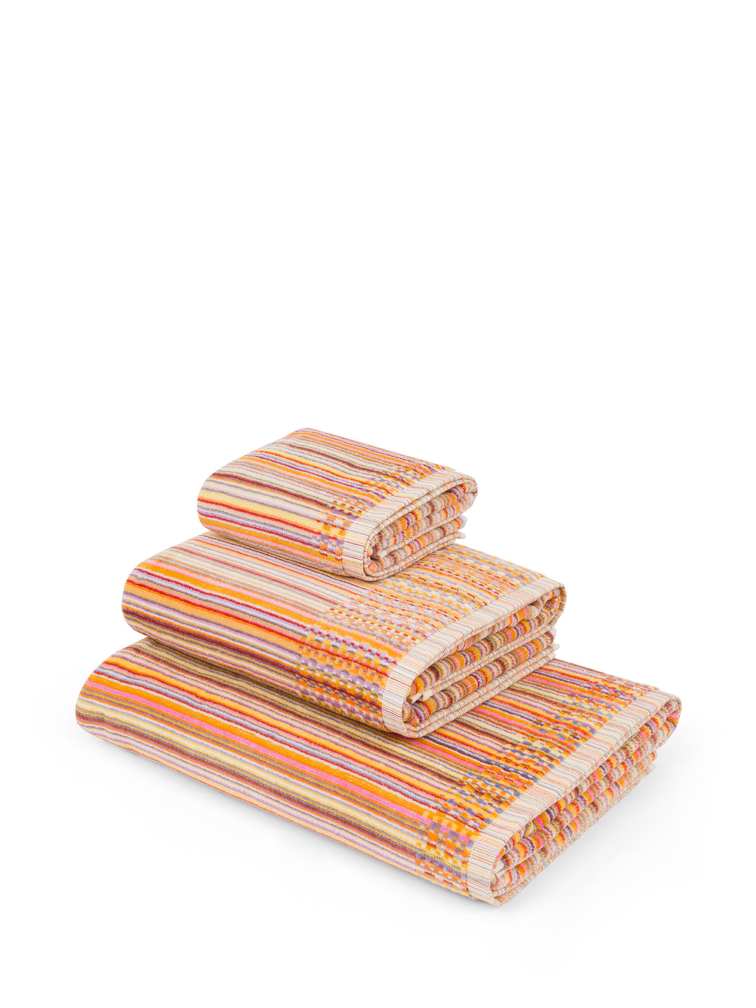Velor cotton towel with striped pattern, Multicolor, large image number 0