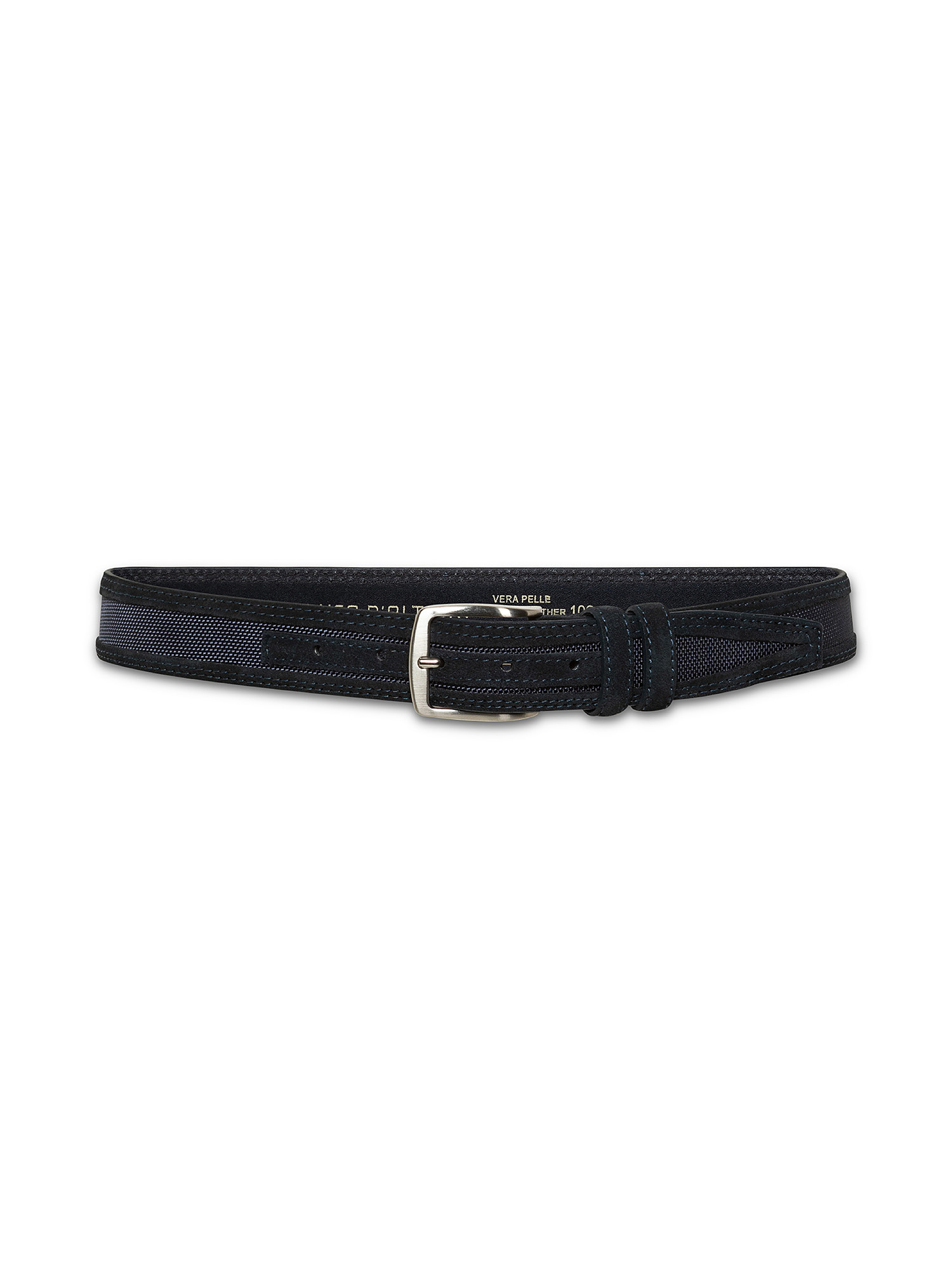 Solid color leather belt, Blue, large image number 1