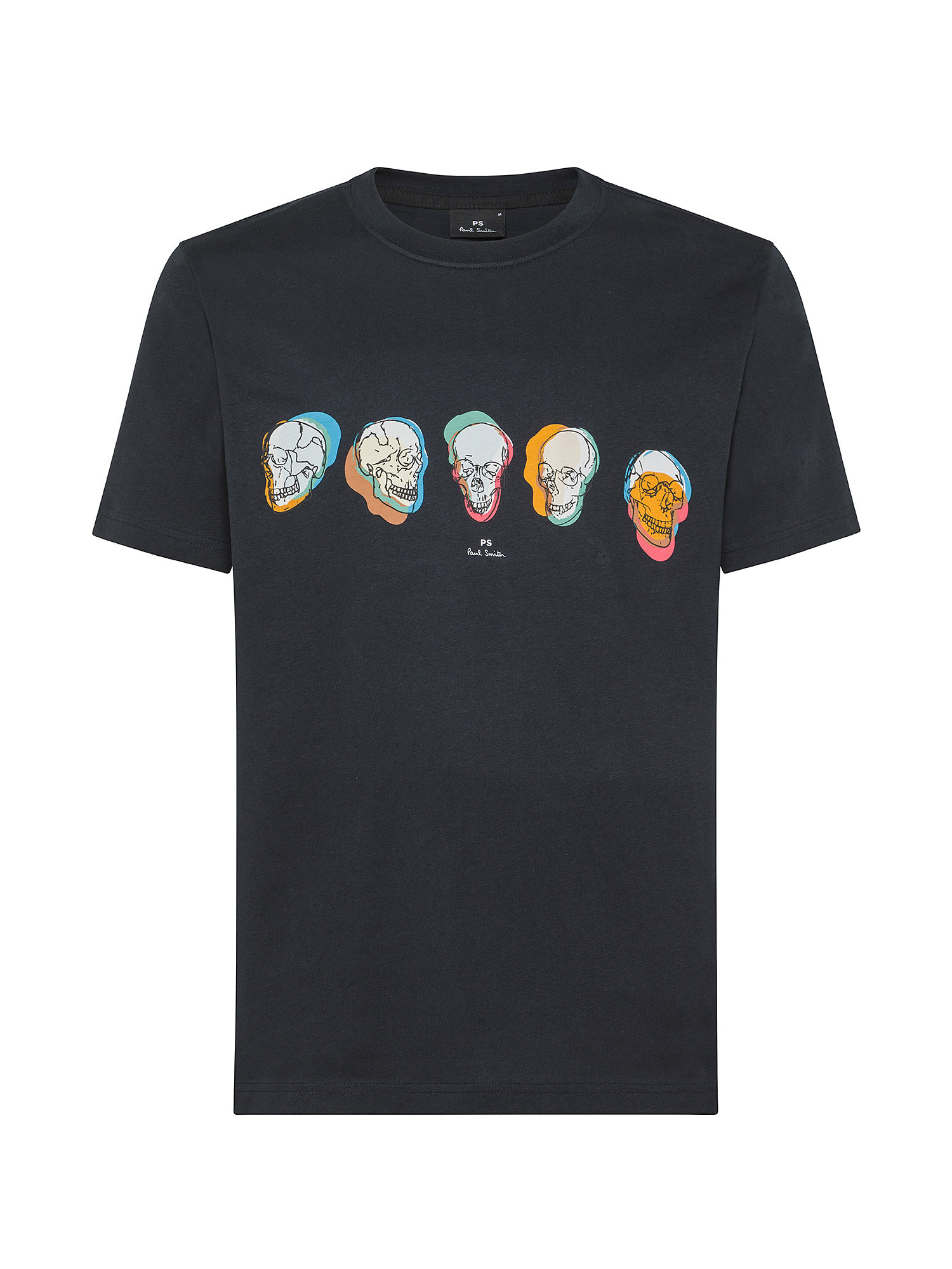 Paul Smith - Cotton T-shirt with skull print, Dark Blue, large image number 0
