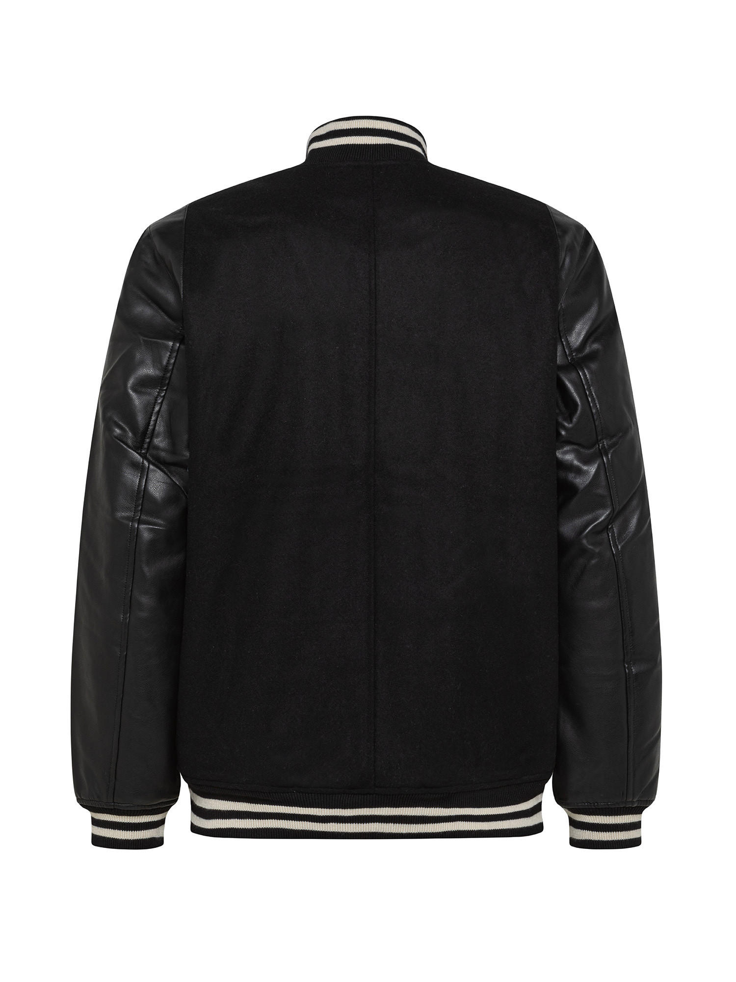 Color block college bomber jacket, Black, large image number 1
