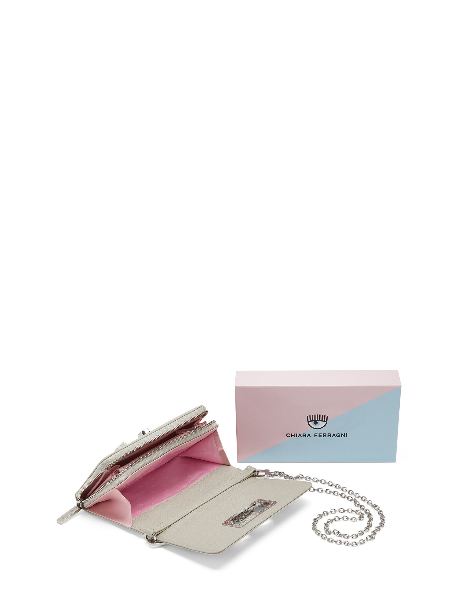 Chiara Ferragni - Clutch bag with logo, TAUPE, large image number 2