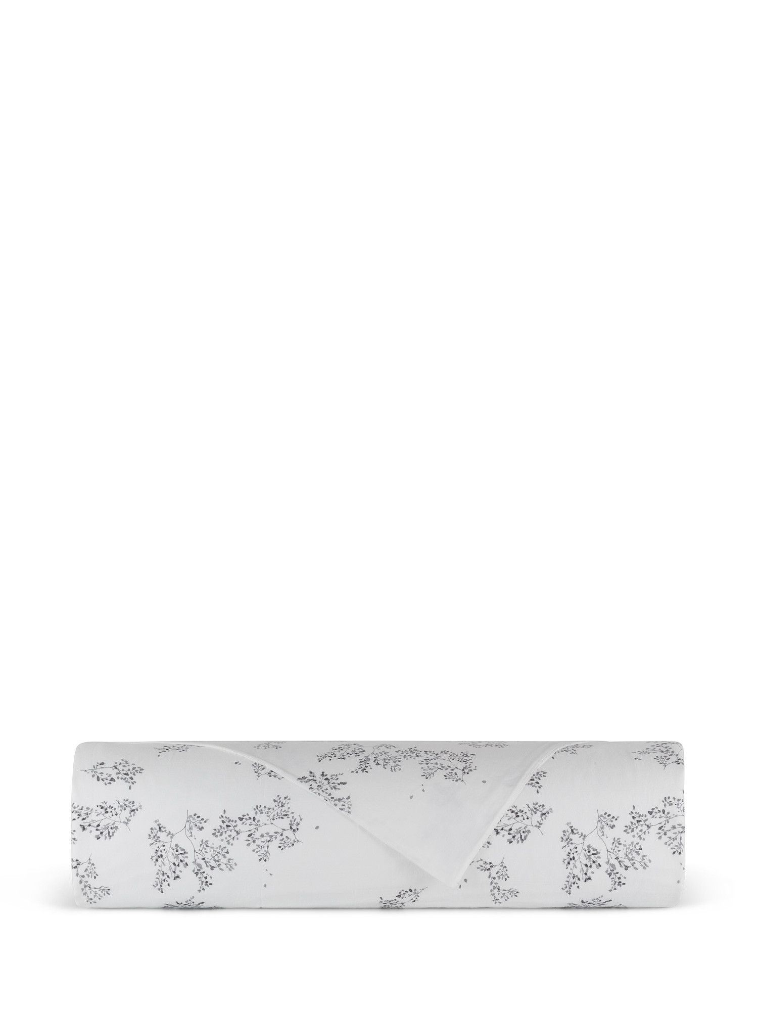 Lenzuolo liscio raso di cotone motivo ramage Portofino, Bianco, large image number 1
