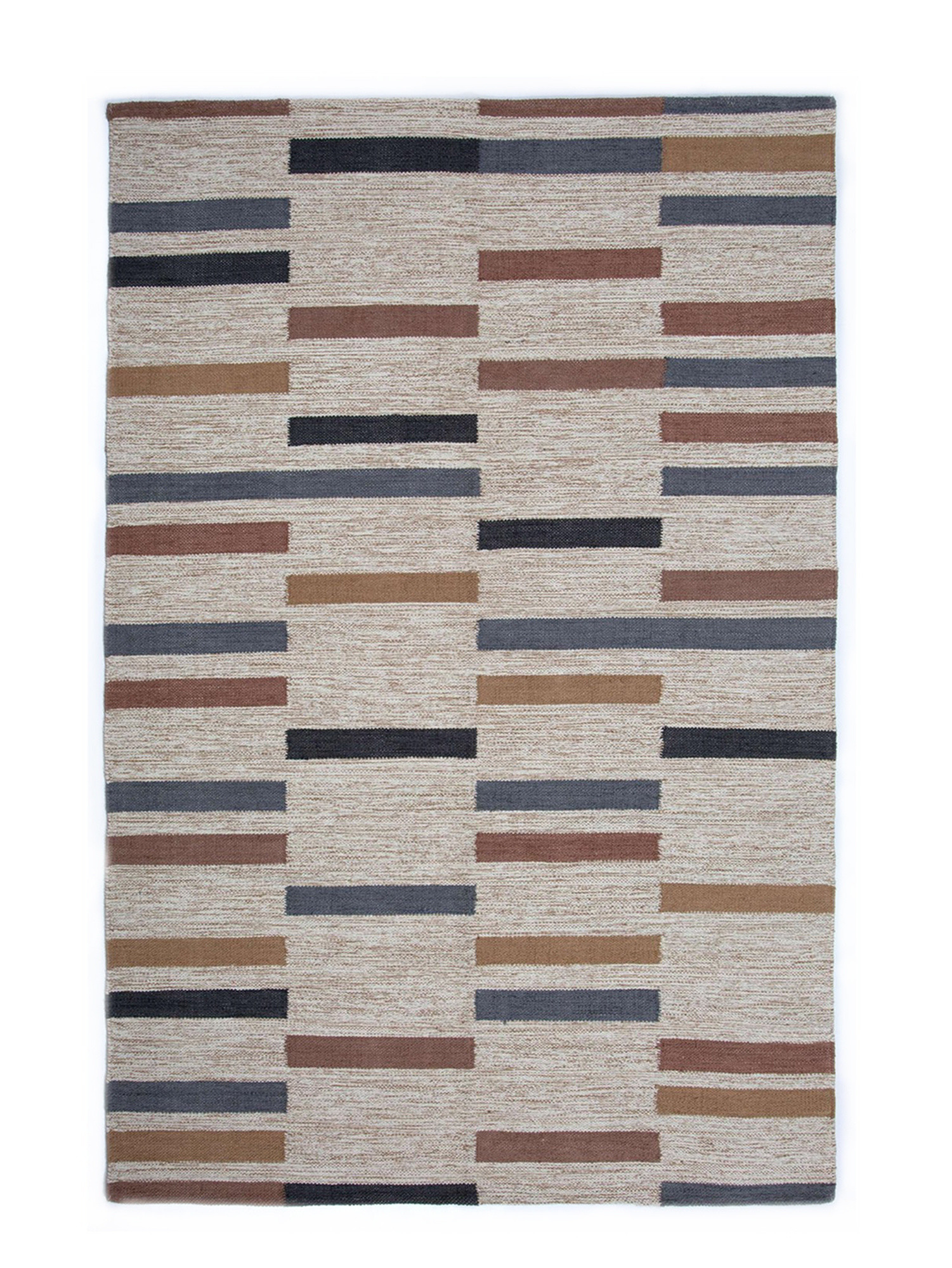 Cotton rug with multi-stripe design, Beige, large image number 0