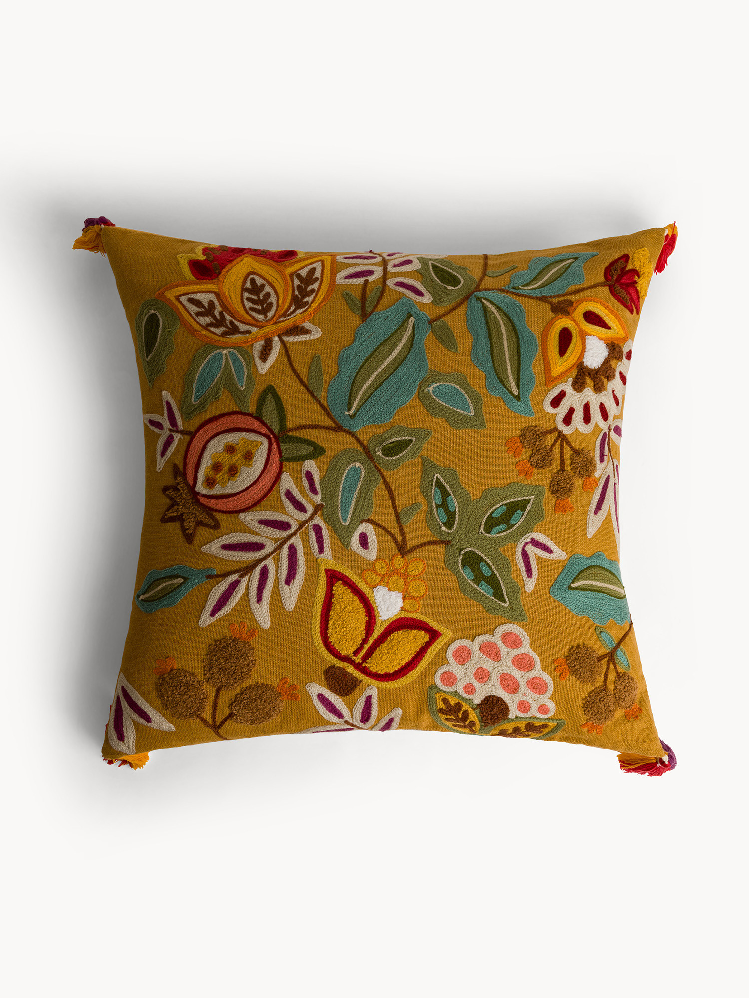 45x45 cm cushion with vintage floral print, Ocra Yellow, large image number 0