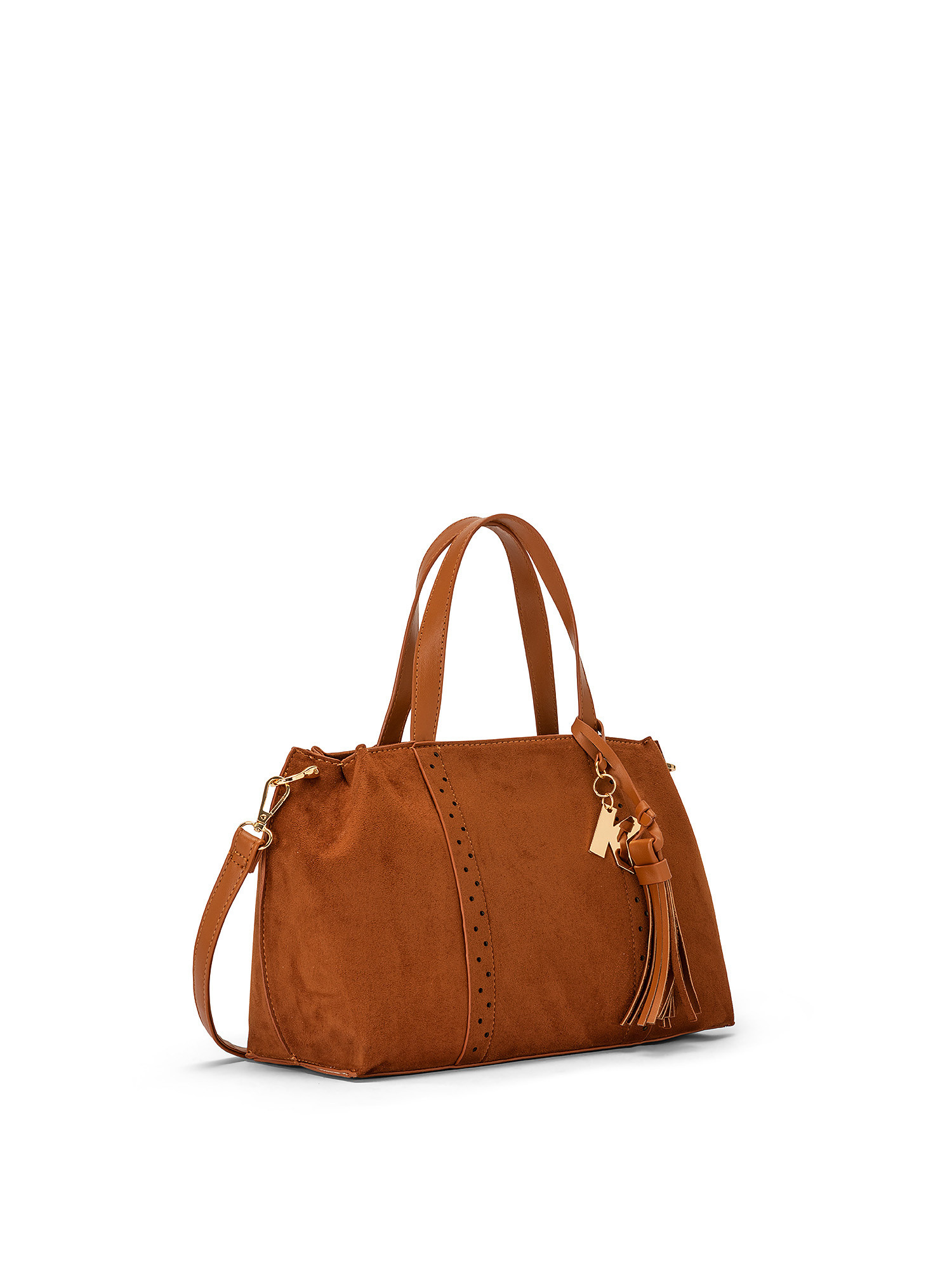Borsa in eco-suede, Marrone cuoio, large image number 1