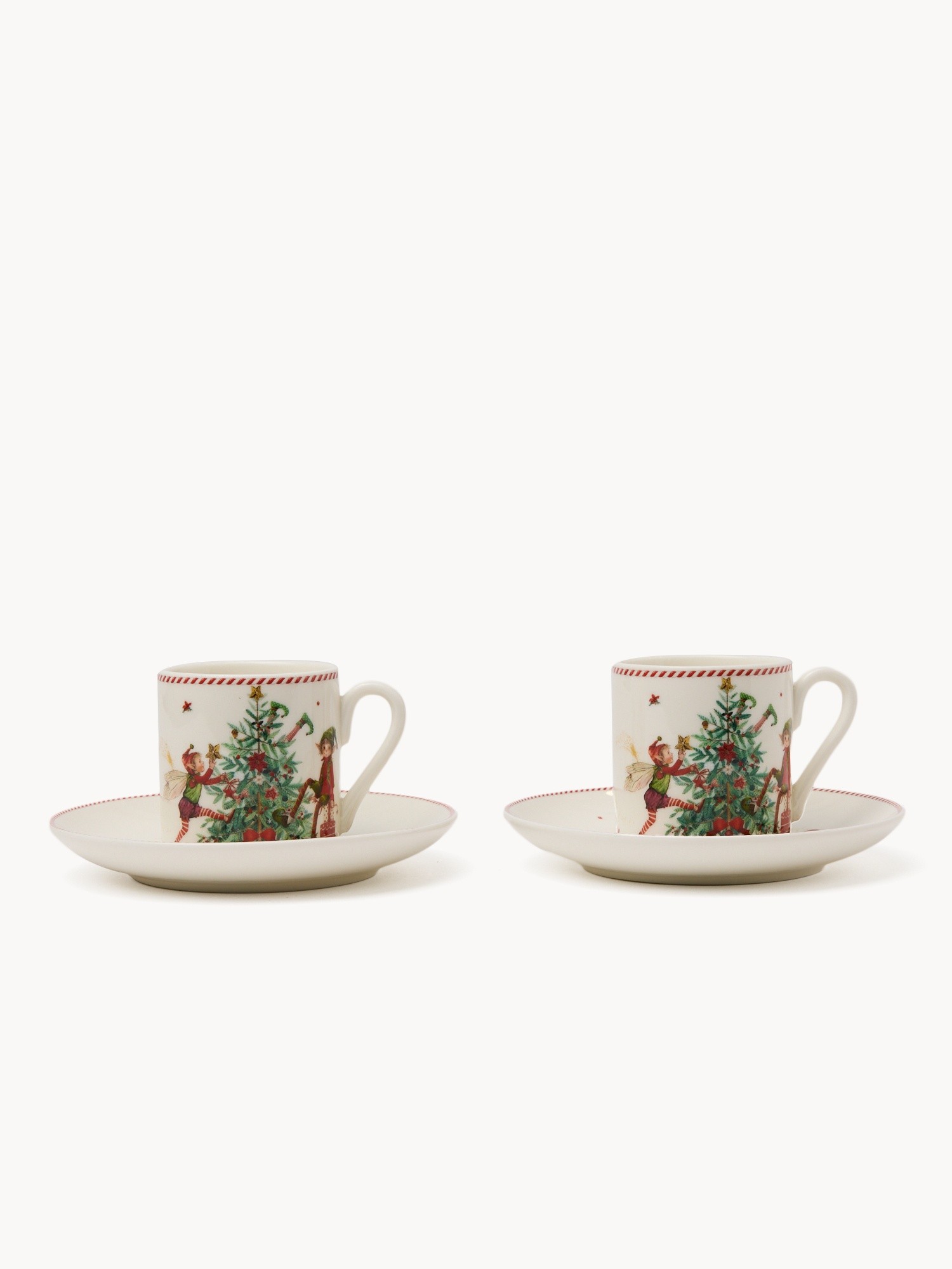 Set of 2 porcelain coffee cups with a Christmas motif, Multicolor, large image number 0