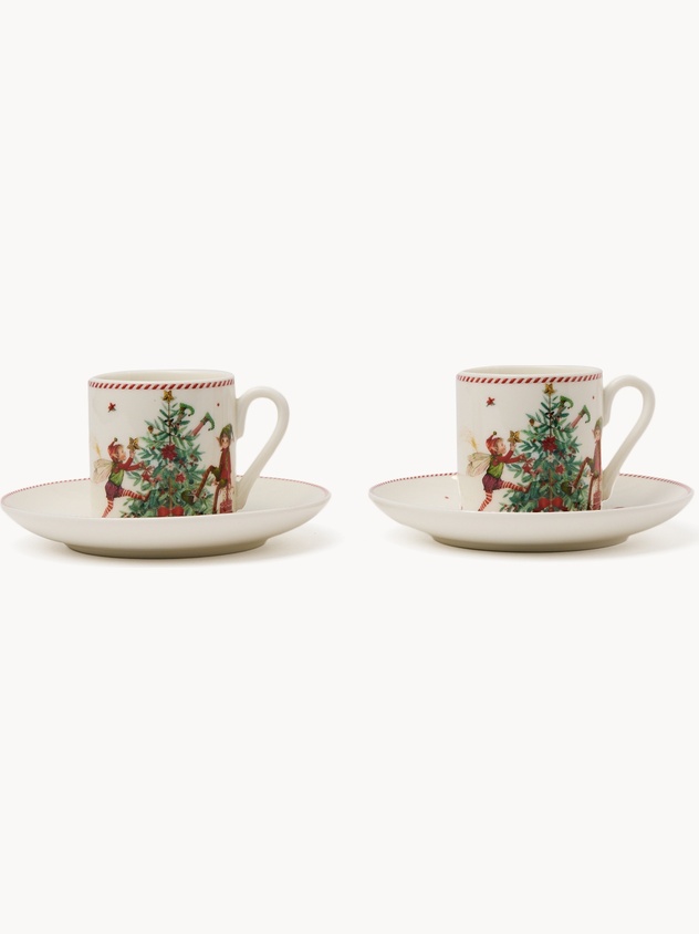 Set of 2 porcelain coffee cups with a Christmas motif
