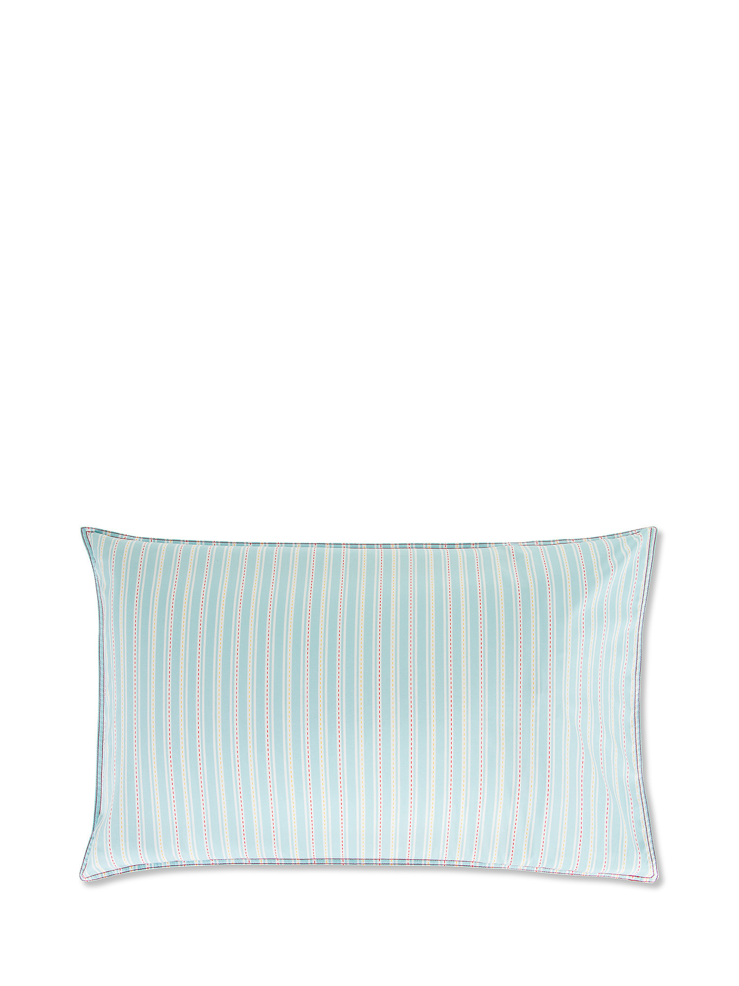 Striped patterned cotton percale pillowcase, Light Blue, large image number 0
