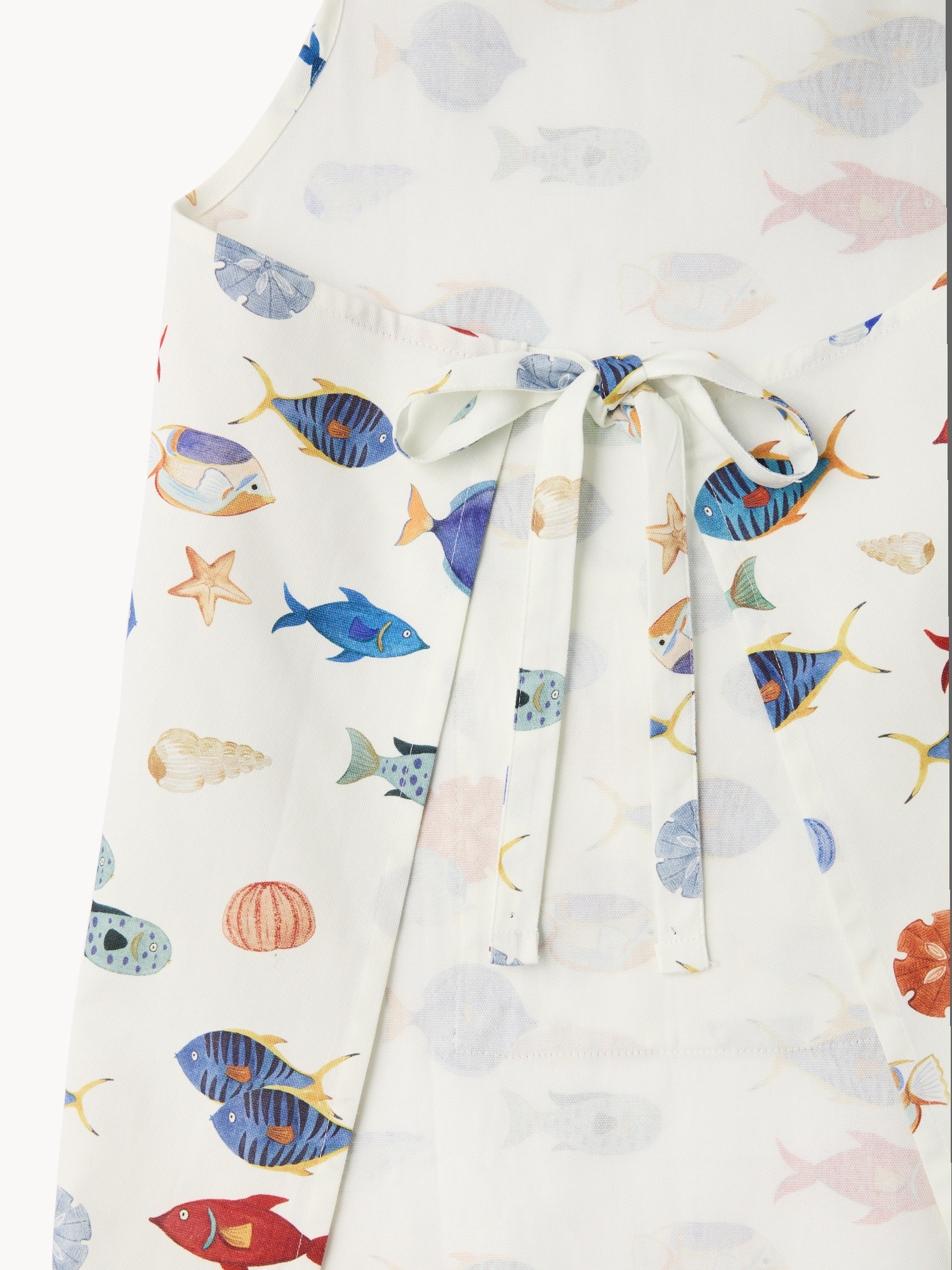 Cotton twill kitchen apron with seabed print, Multicolor, large image number 1