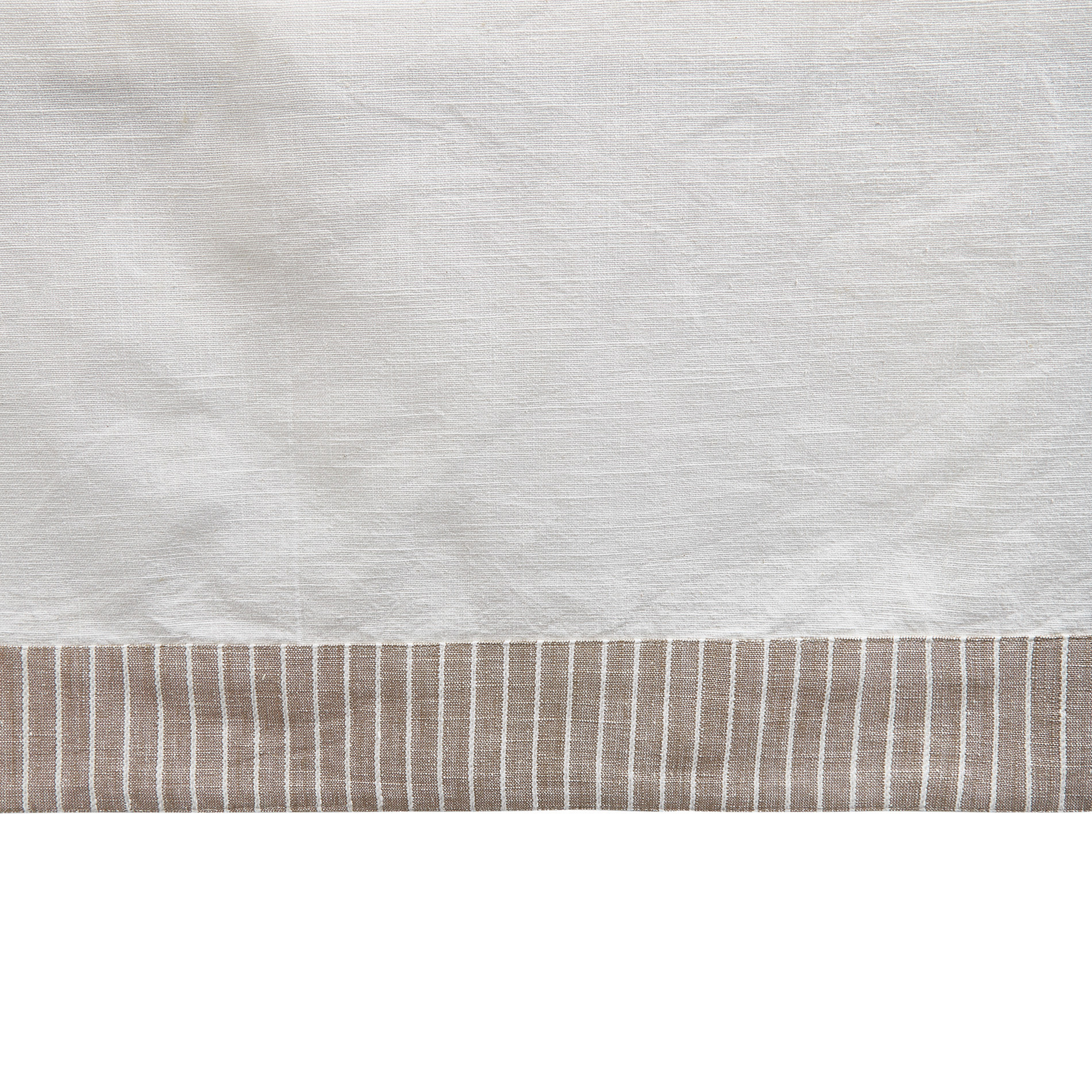 Tovaglia cotone bordo righe, Bianco/Beige, large image number 1