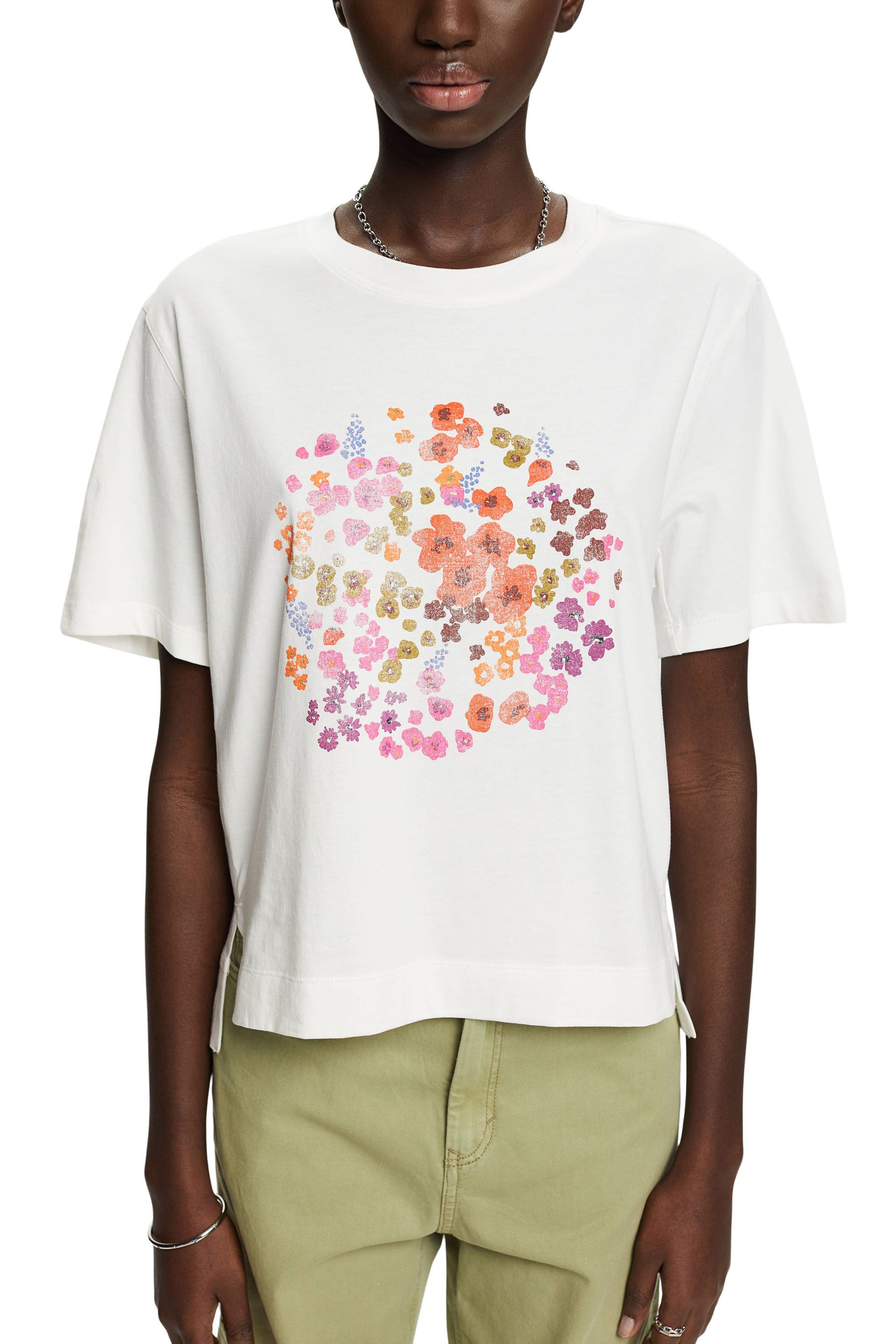 Esprit - T-shirt con stampa floreale, Bianco, large image number 2