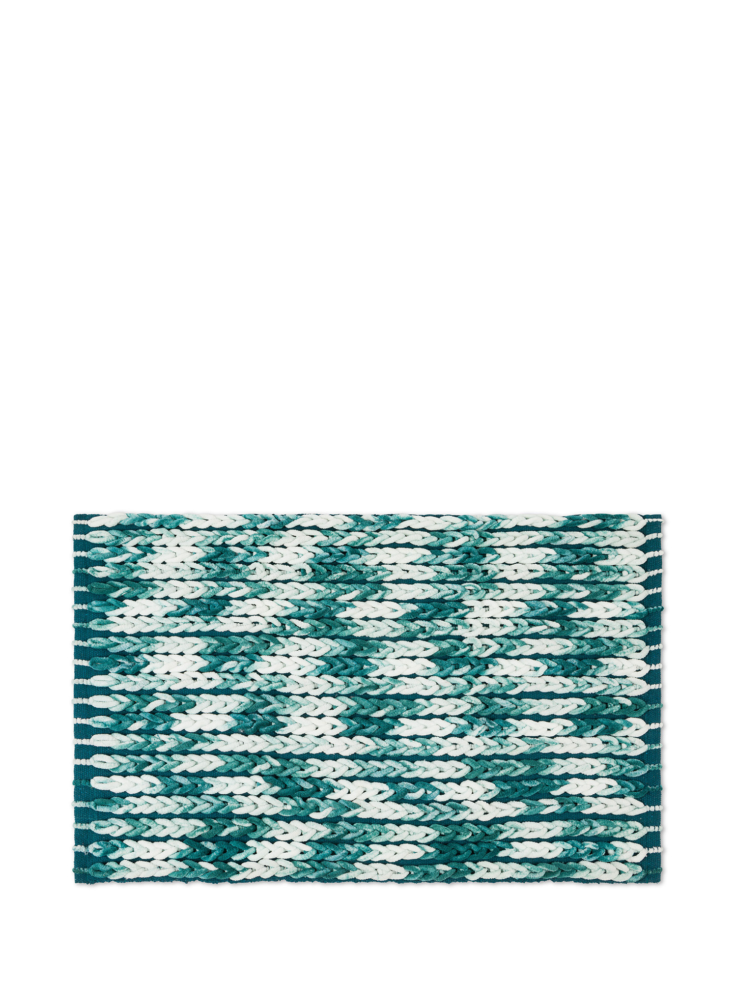 Micro cotton bathroom rug with braid pattern, Green, large image number 0