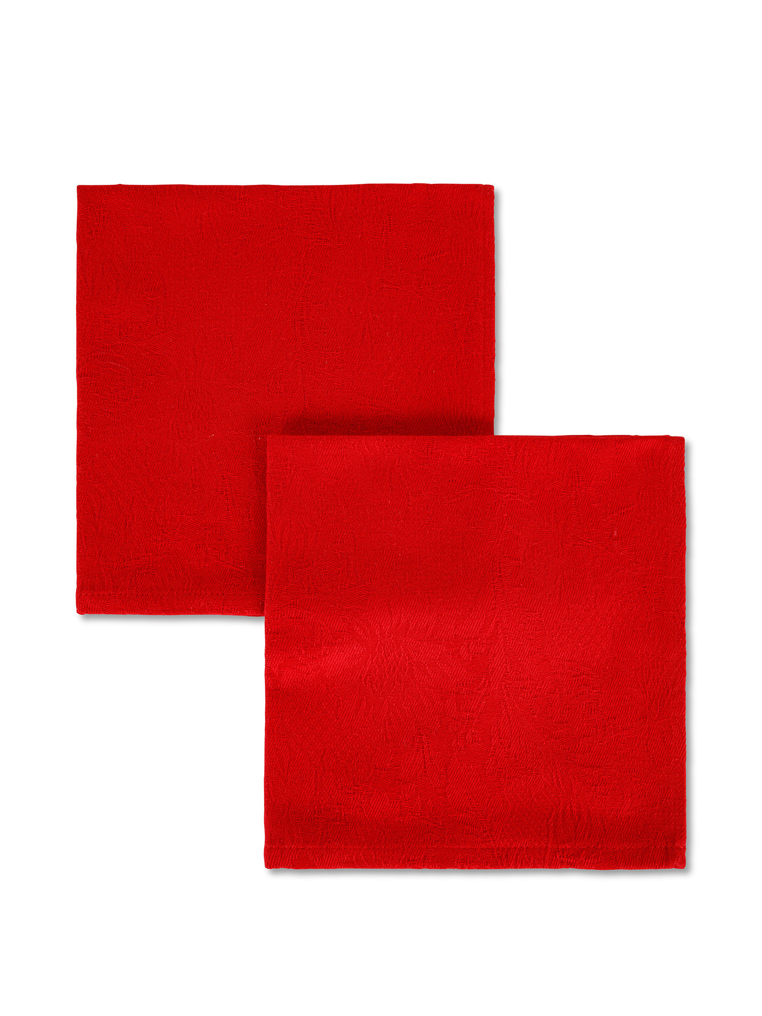 Set 2 tovaglioli cotone tinta unita trama jacquard, Rosso, large image number 0