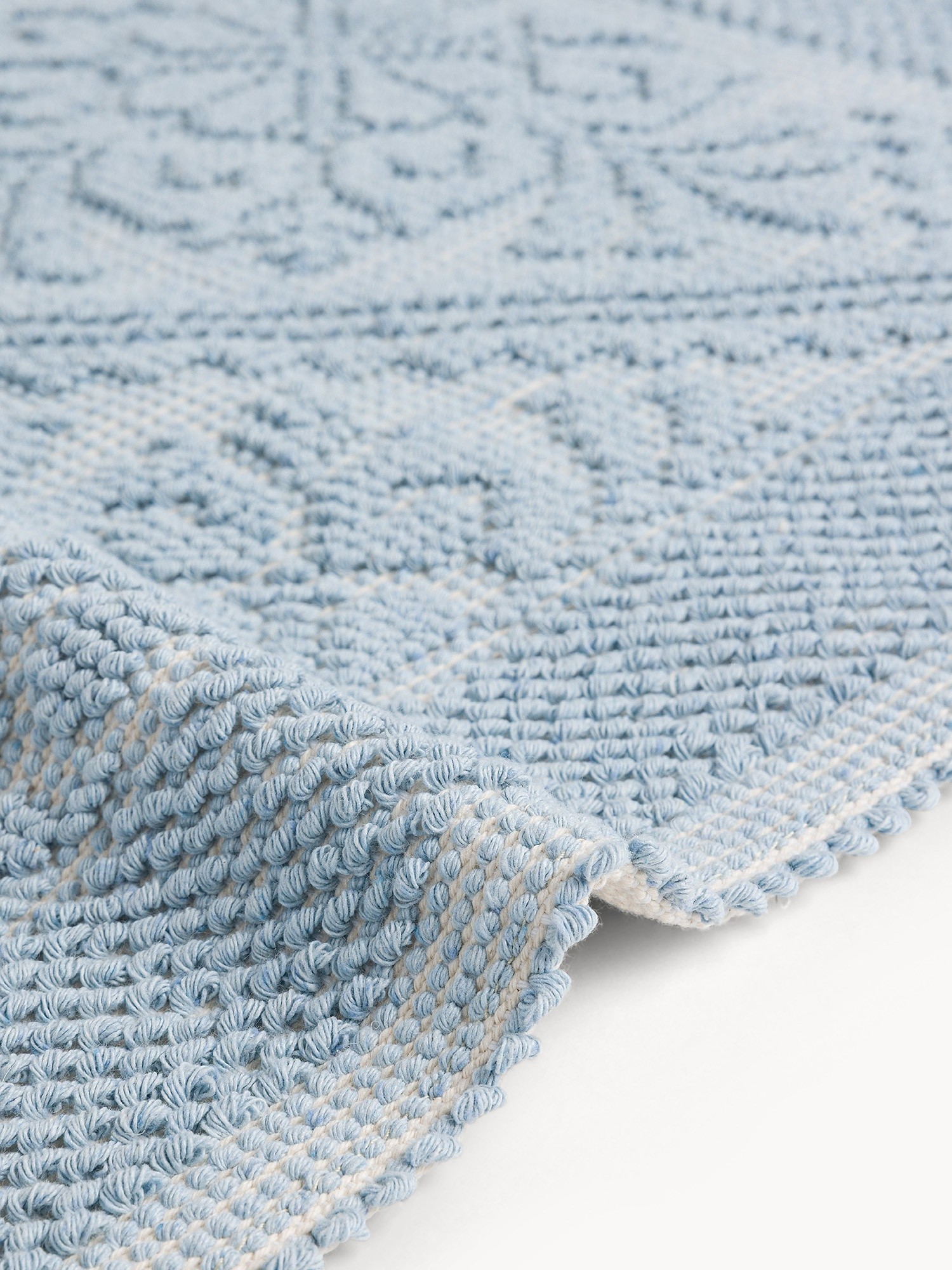 Tappeto sardo in puro cotone, Azzurro Chiaro, large image number 1