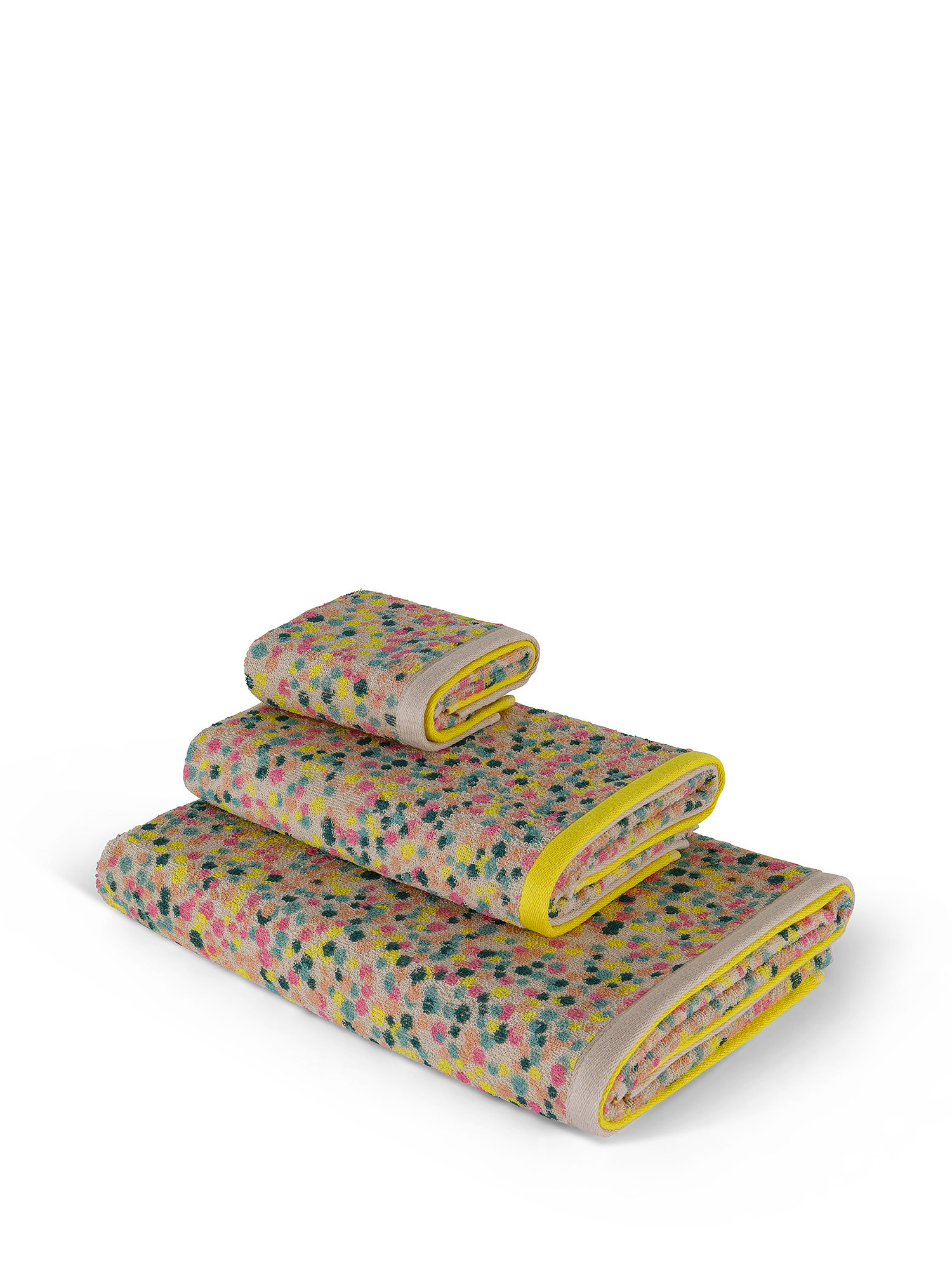 Asciugamano puro cotone tinto filo motivo a pallini, Multicolor, large image number 0