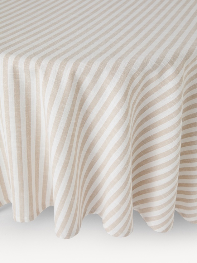 Round pure cotton yarn-dyed striped tablecloth - Discounted Price