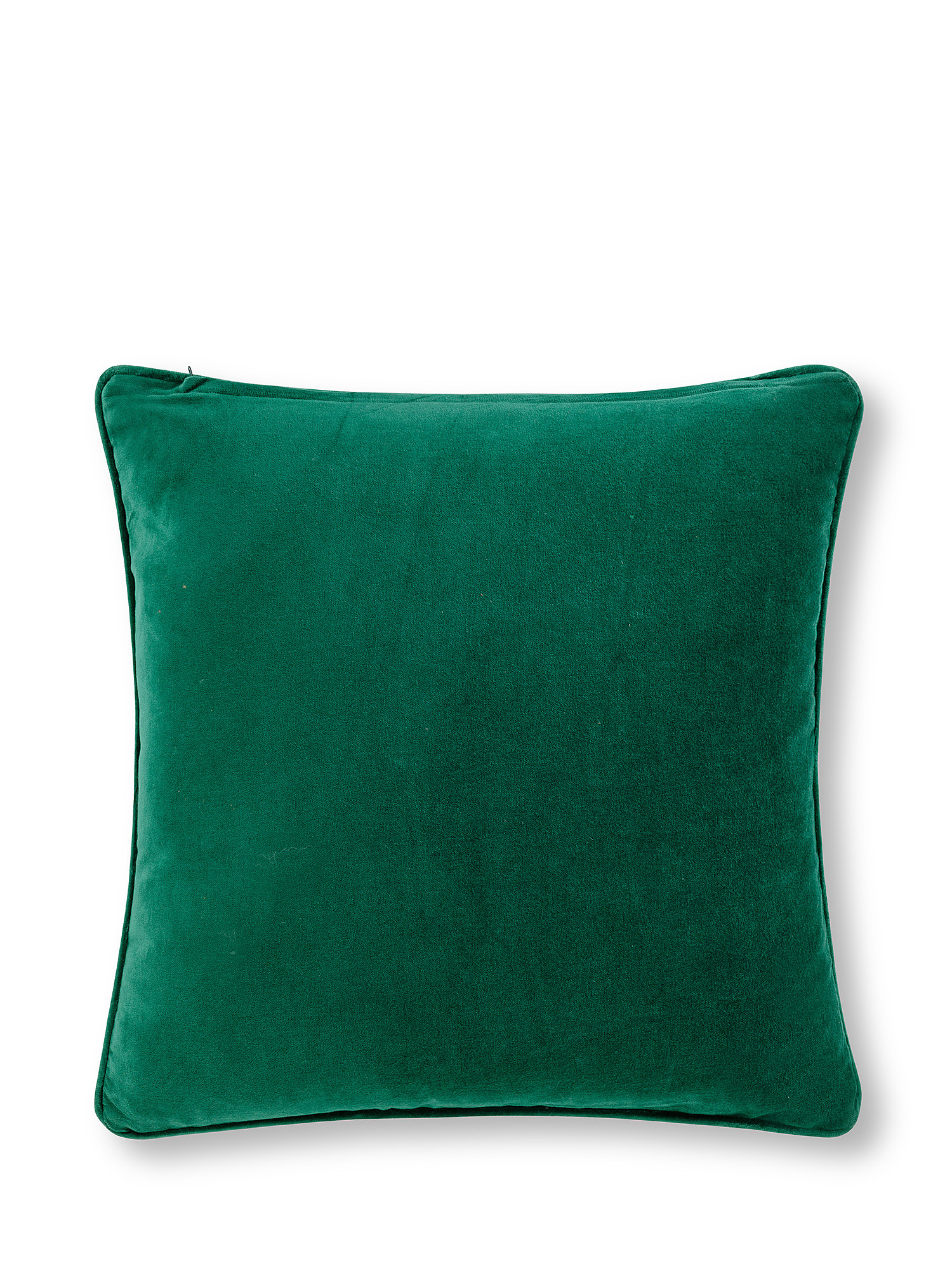 Velvet cushion with flower embroidery 45x45cm, Green, large image number 1