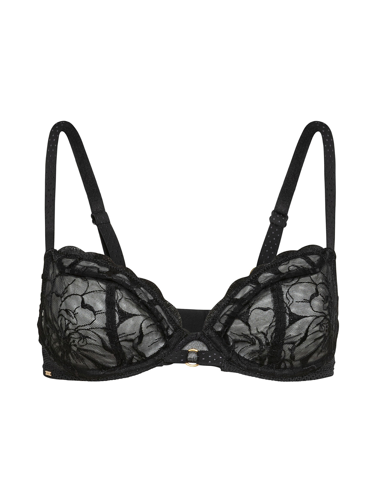 Underwired bra and embroidered cups, Black, large image number 0