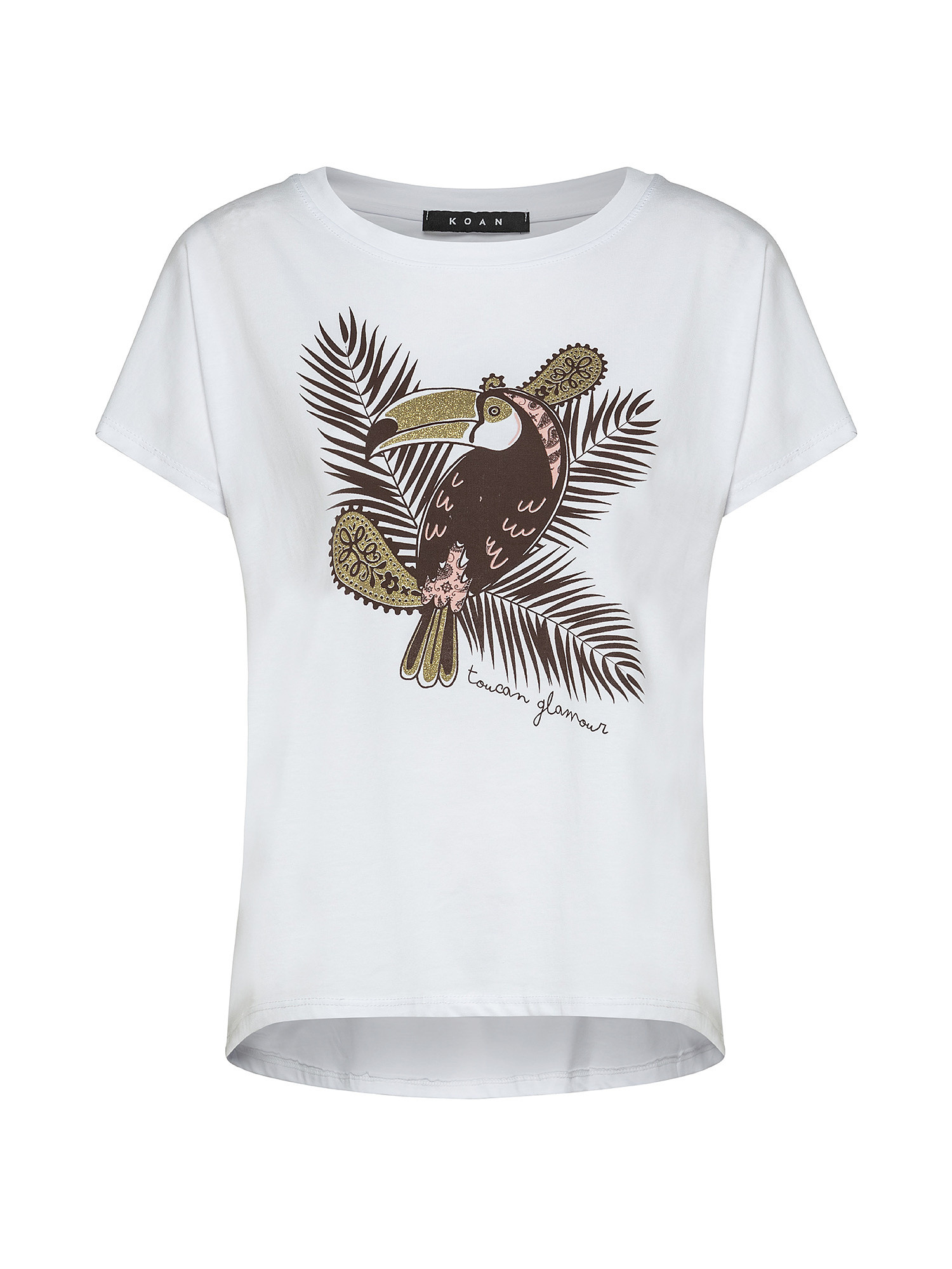 T-shirt con stampa tucano, Bianco, large image number 0