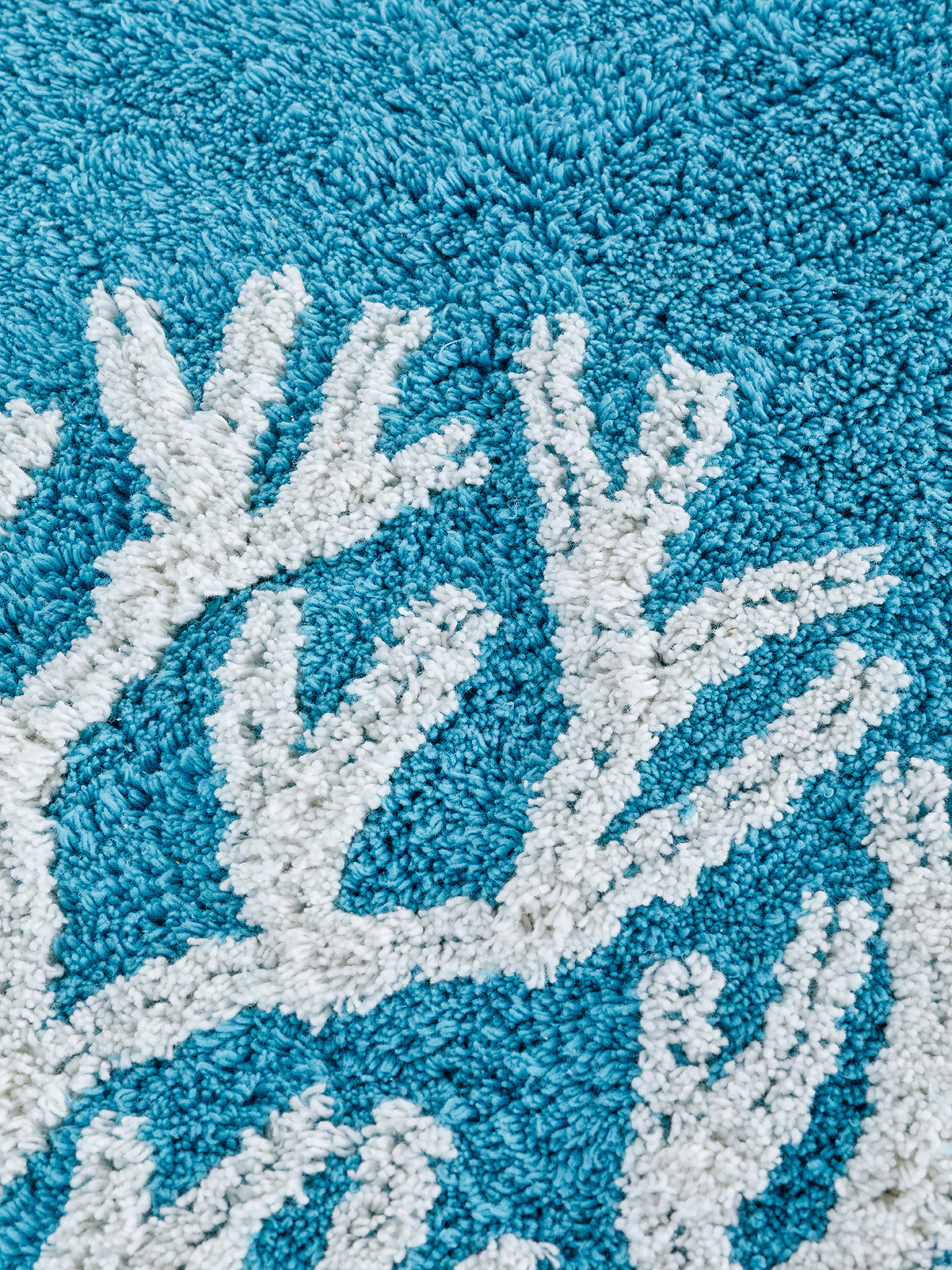 Tappeto bagno cotone motivo coralli, Azzurro, large