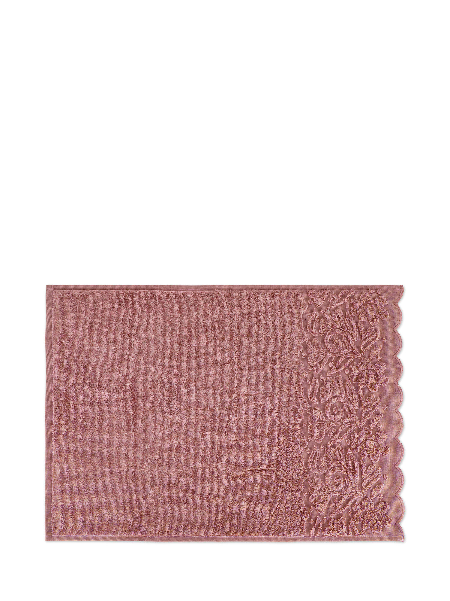 Asciugamano puro cotone bordo jacquard, Rosa, large image number 1
