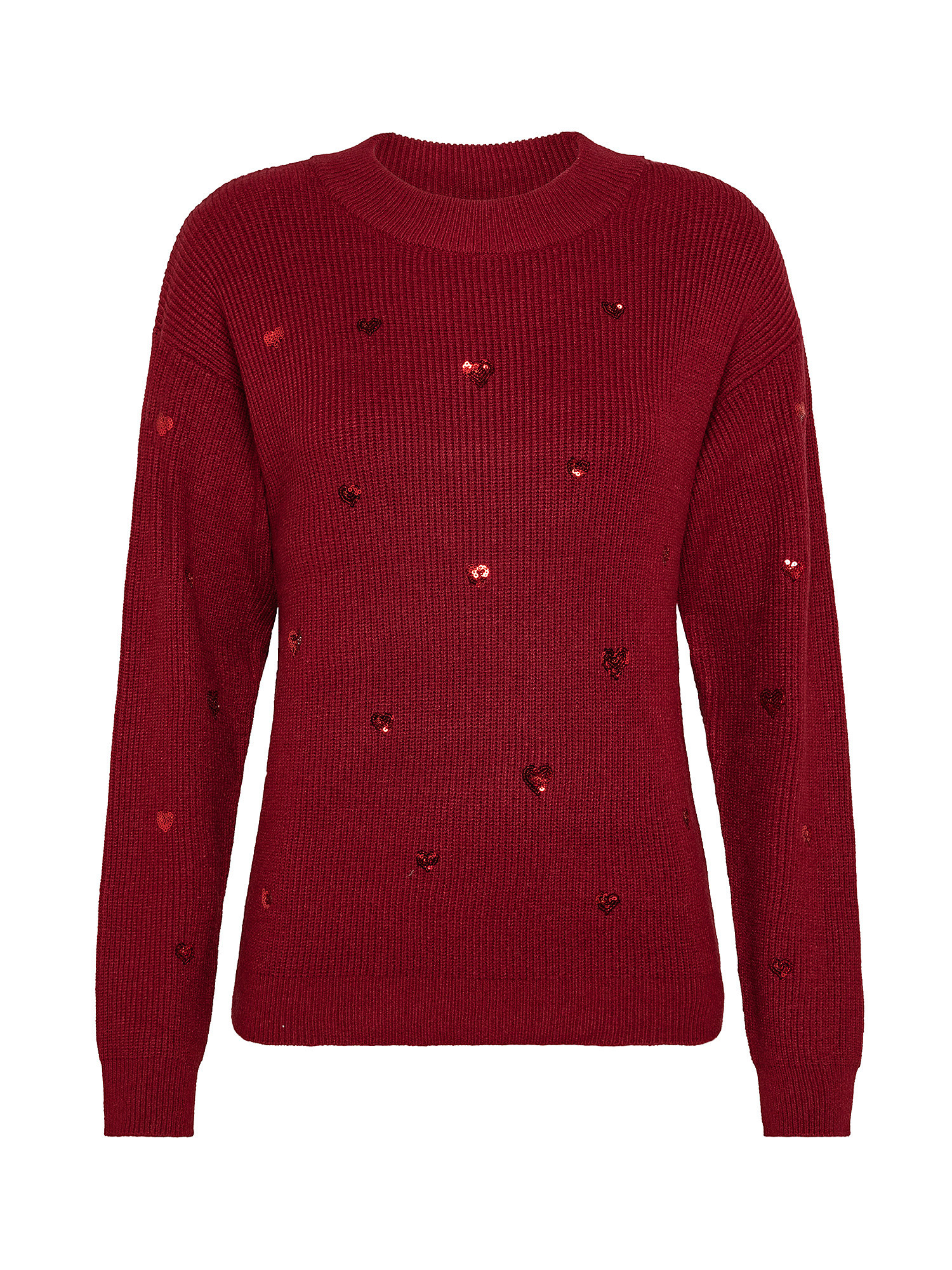 Sweater with sequined hearts, Red, large image number 0