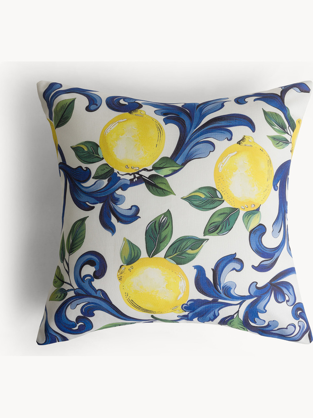 Cuscino in tessuto tecnico motivo limoni 45x45cm