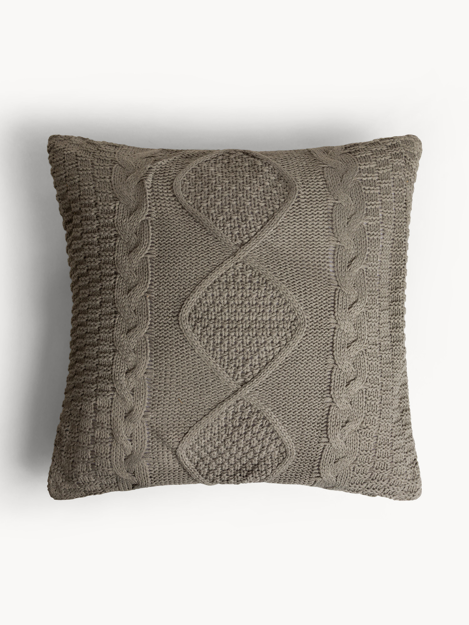 Cuscino 45x45 cm con motivo a treccia, Grigio chiaro, large image number 0
