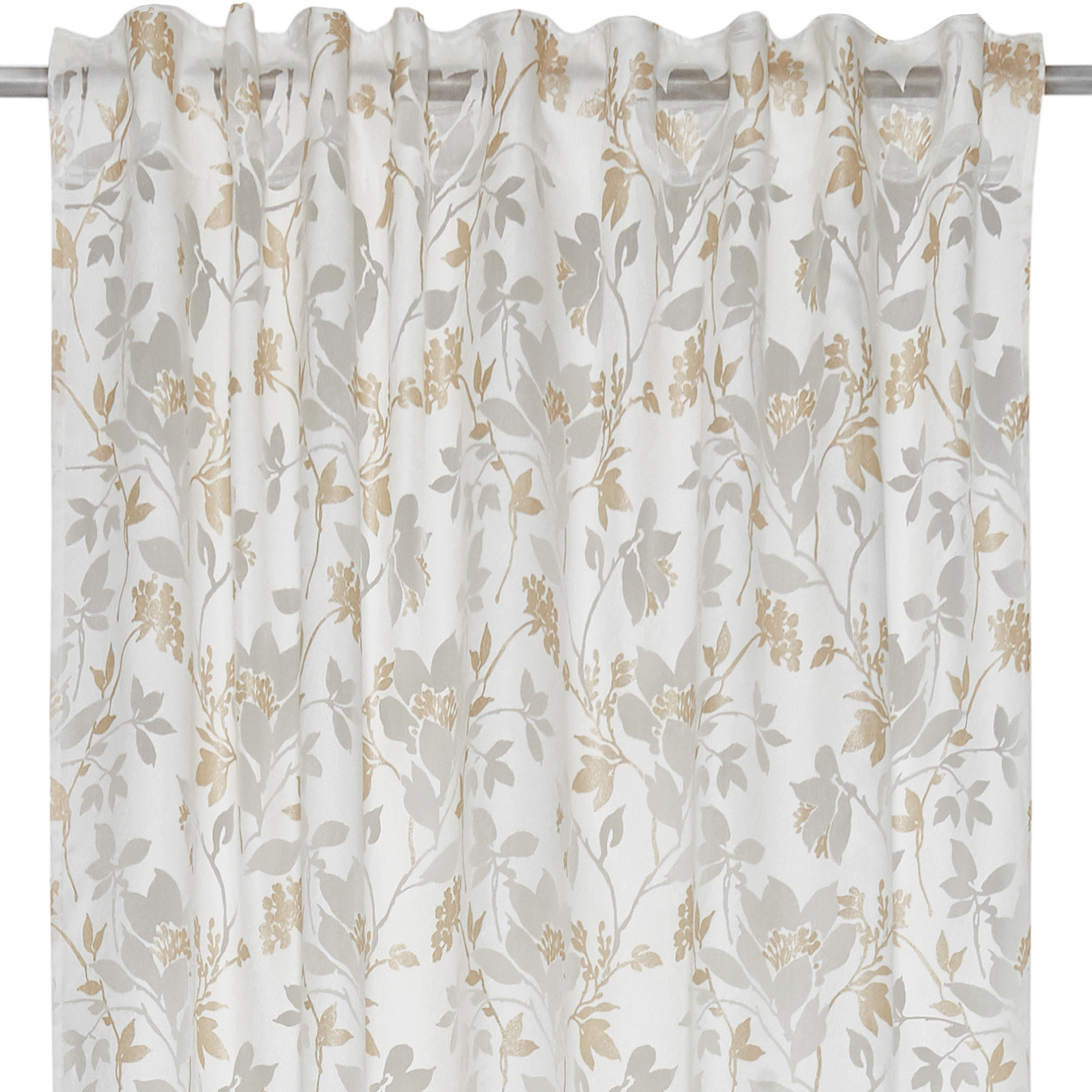 Curtain mixed viscose devore hidden loops, White, large image number 3