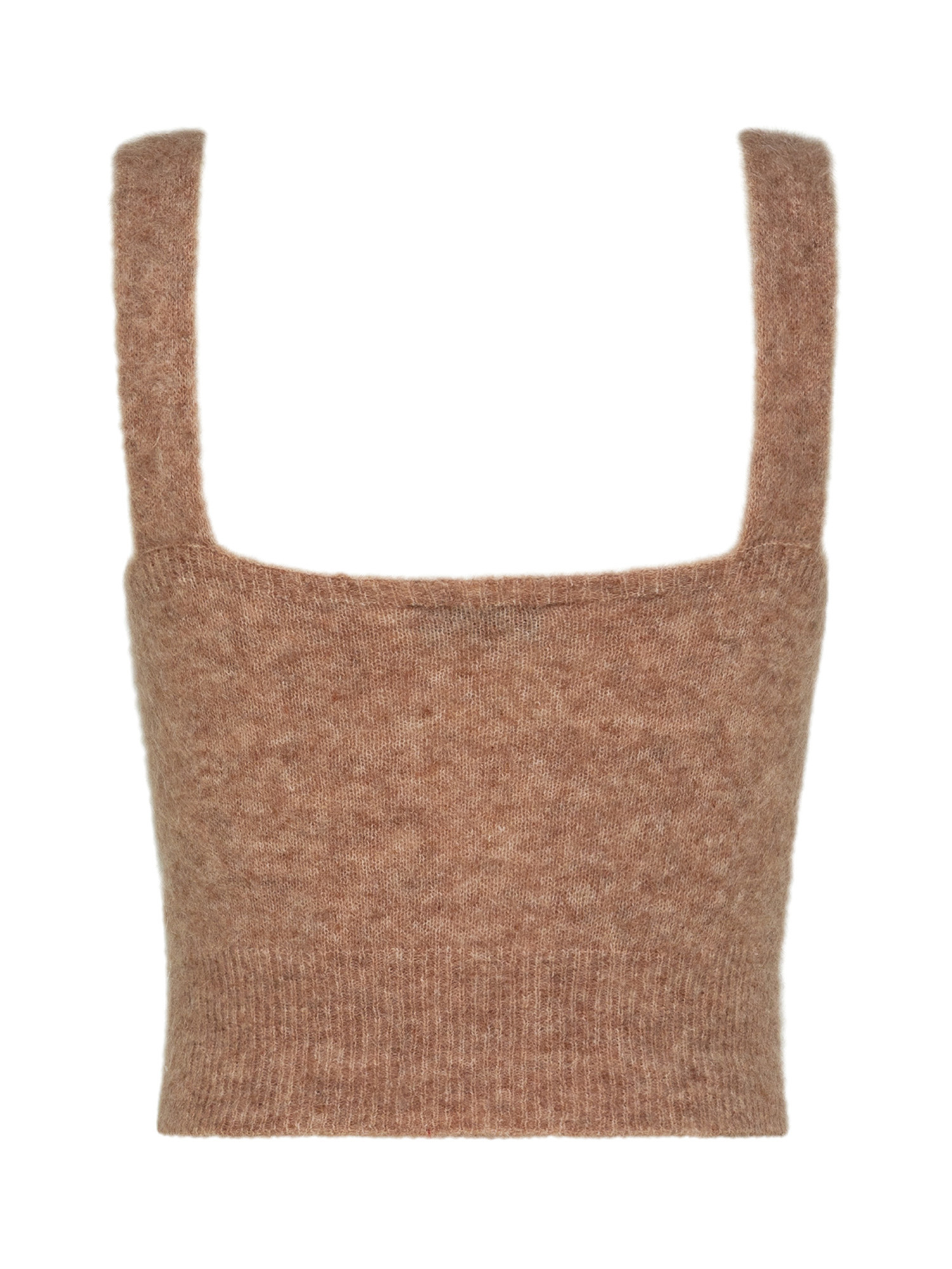 Top smanicato in maglia dal fit aderente in misto lana mohair, Beige, large image number 2