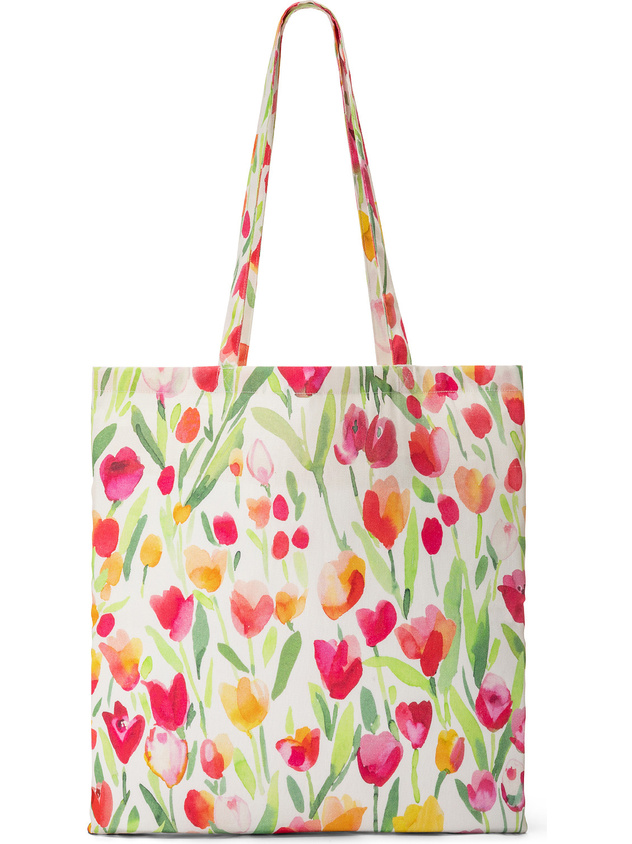 Borsa puro cotone stampa tulipani