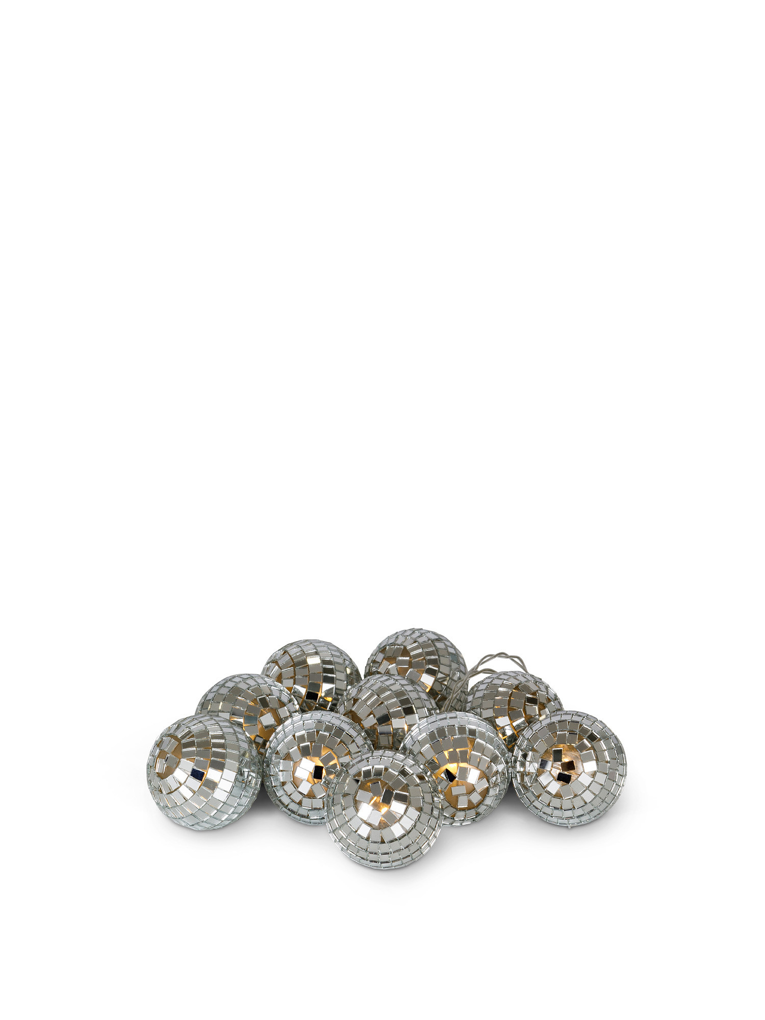 10 LED mirror ball chain, Silver Grey, large