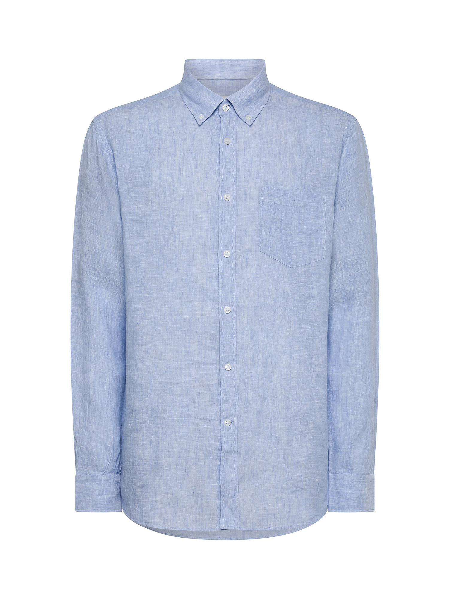 Luca D'Altieri - Camicia regular fit in puro lino, Azzurro, large image number 0